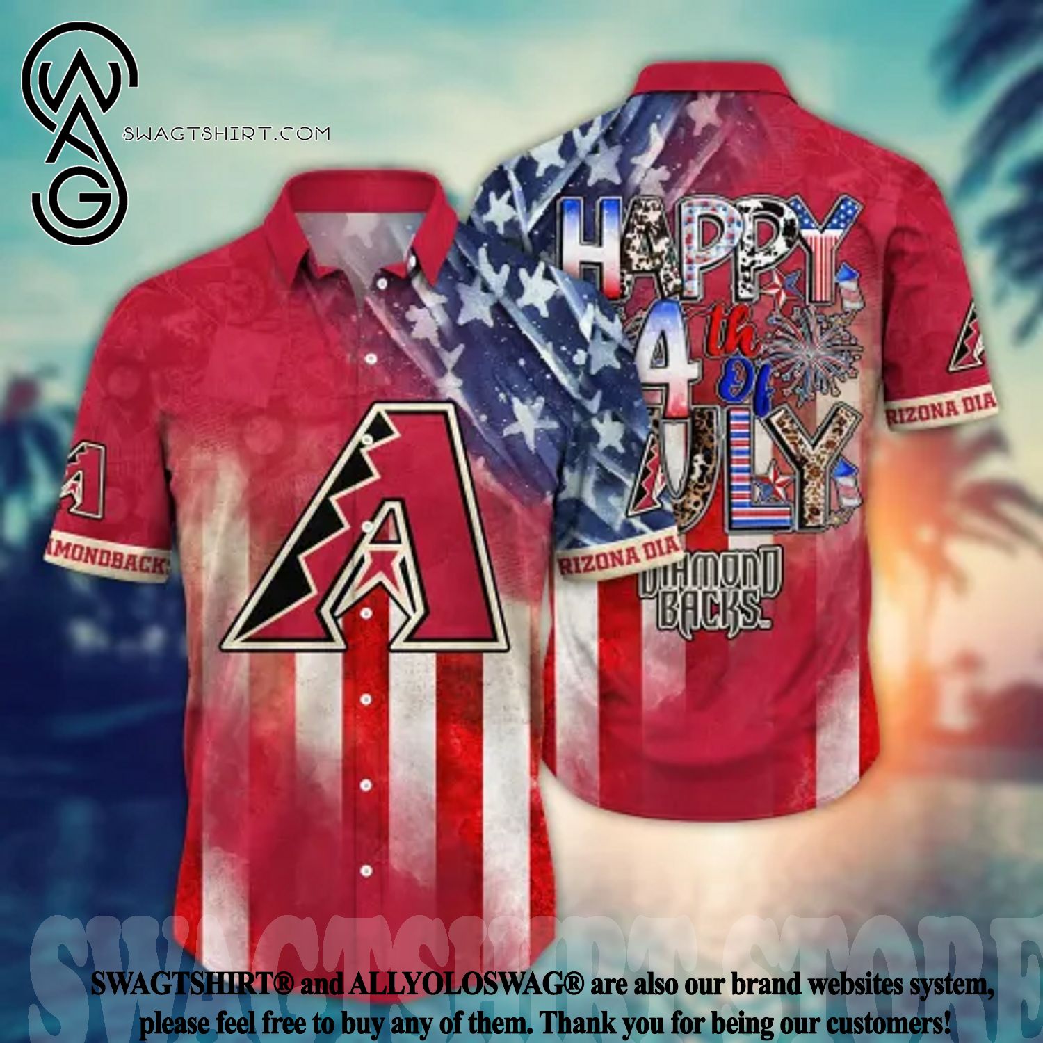 Arizona Diamondbacks MLB Hawaiian Shirt Independence Day