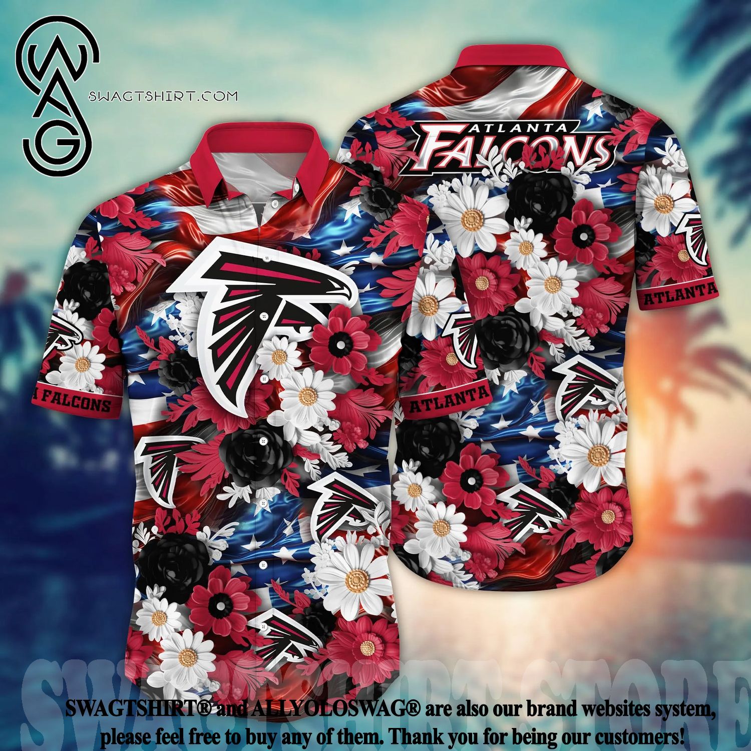 Atlanta Falcons Custom Name NFL Floral Hawaiian Shirt And Shorts