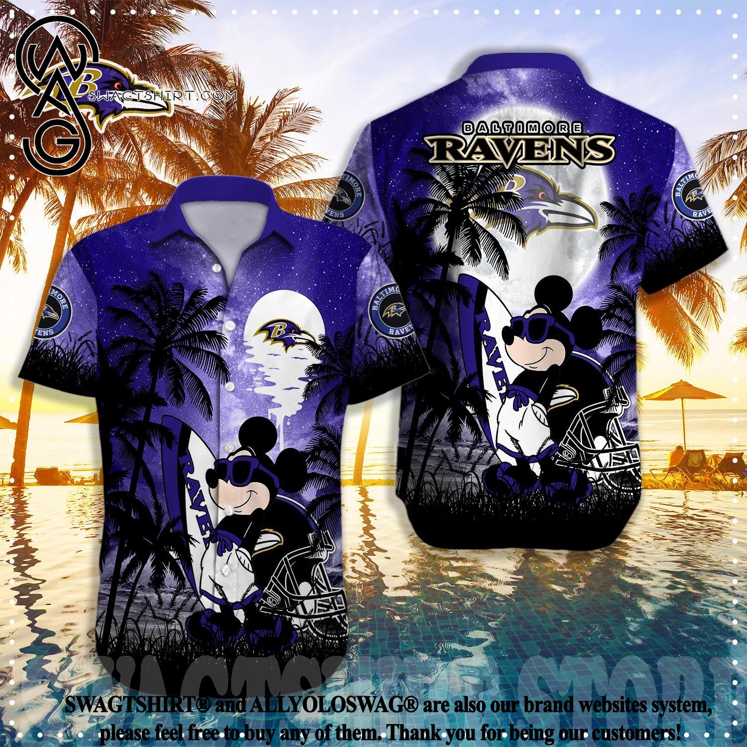 Top-selling Item] Baltimore Ravens Baltimore Orioles Full Printing Hawaiian  Shirt
