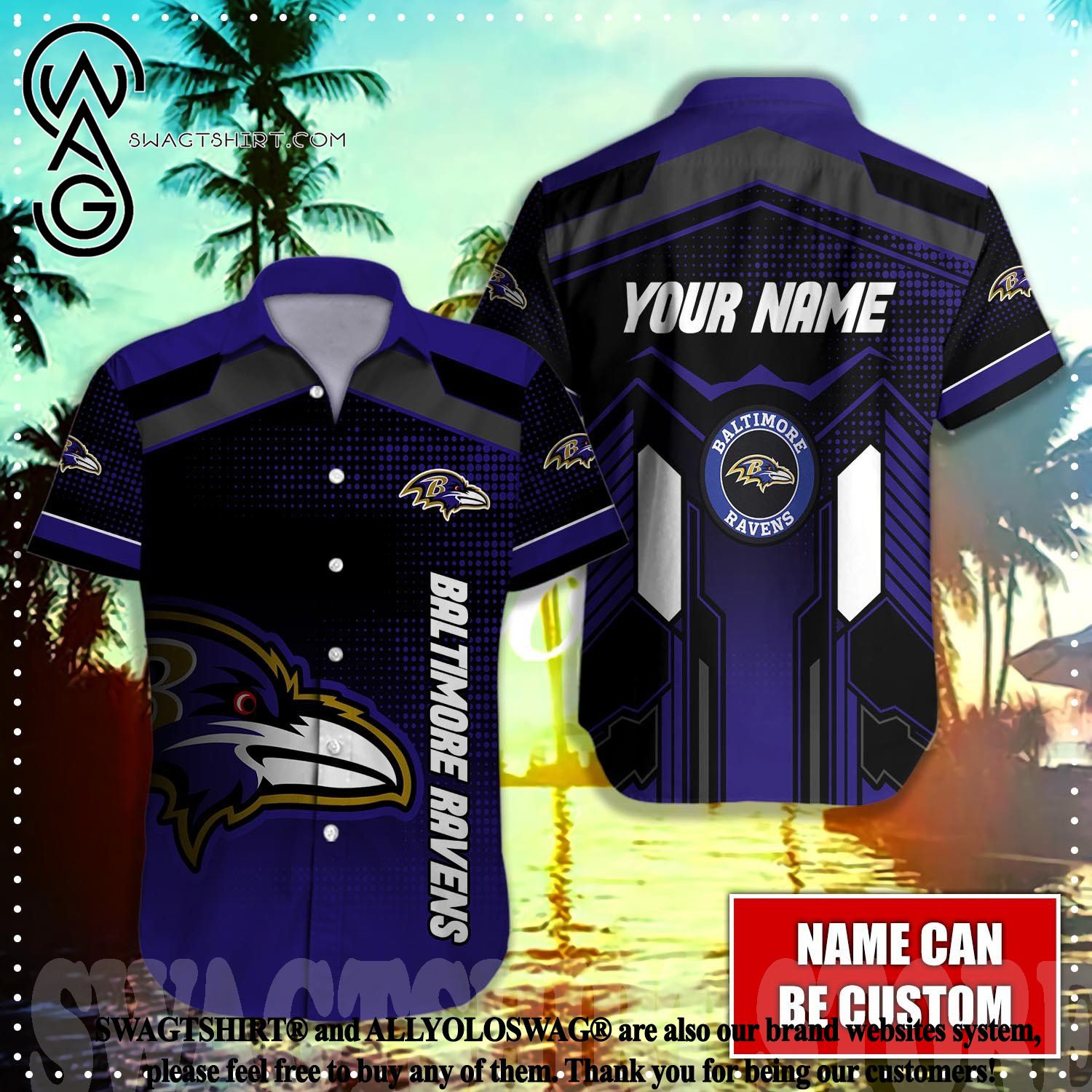 Top-selling Item] Baltimore Ravens Baltimore Orioles Full Printing Hawaiian  Shirt