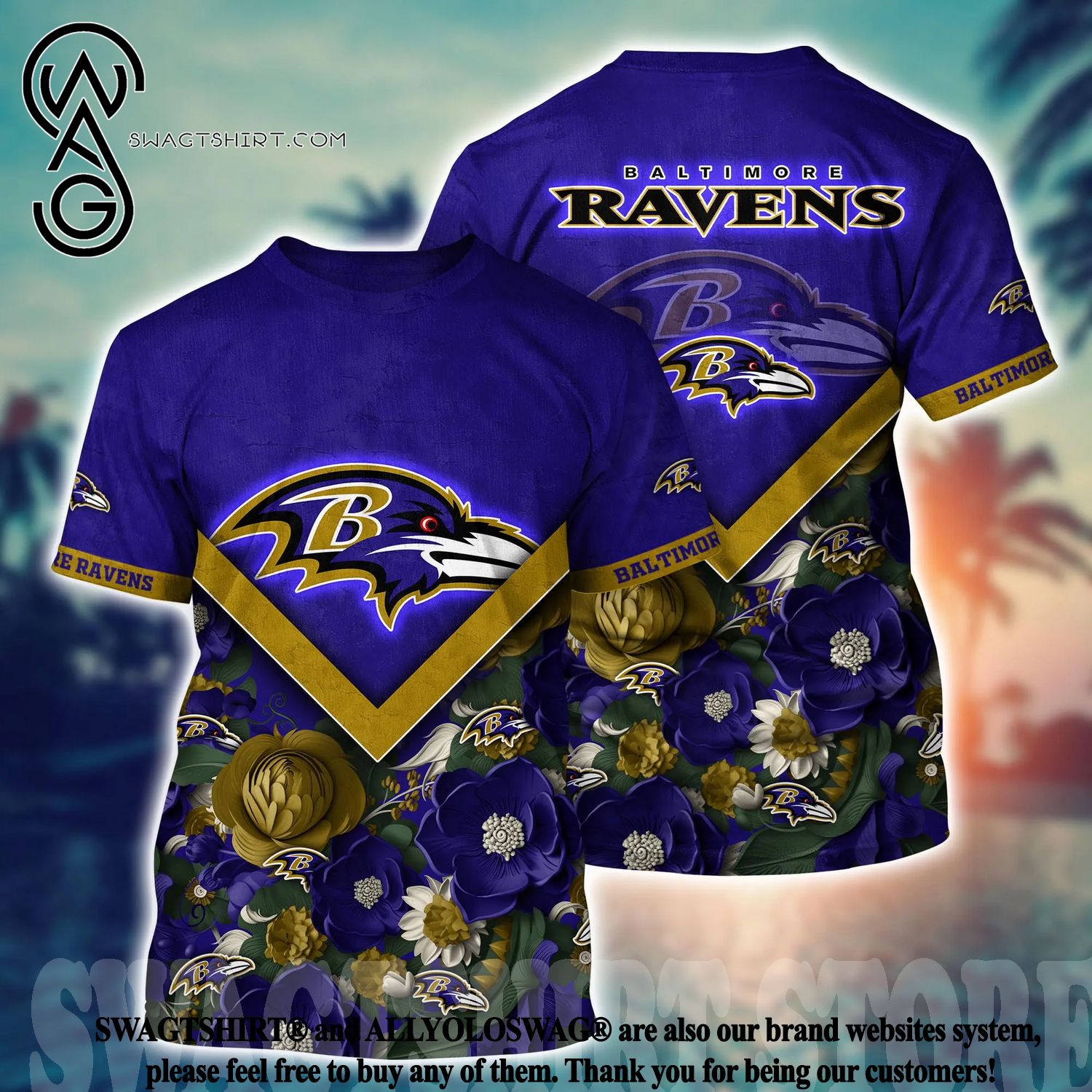 NFL Baltimore Ravens Purple Gold Hawaiian Shirt V2