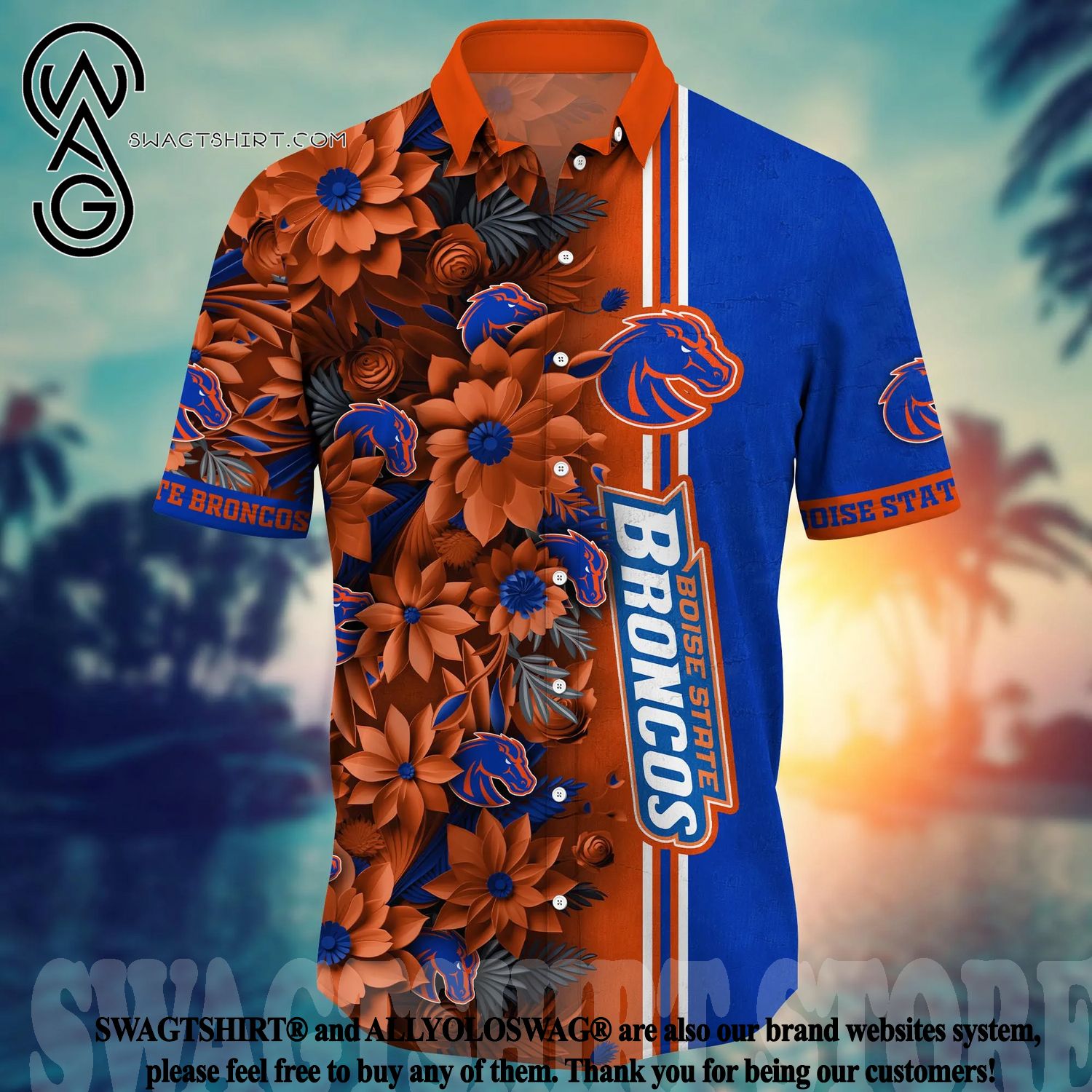 NCAA Boise State Broncos Flower Hawaiian Shirt 3D Shirt, Boise