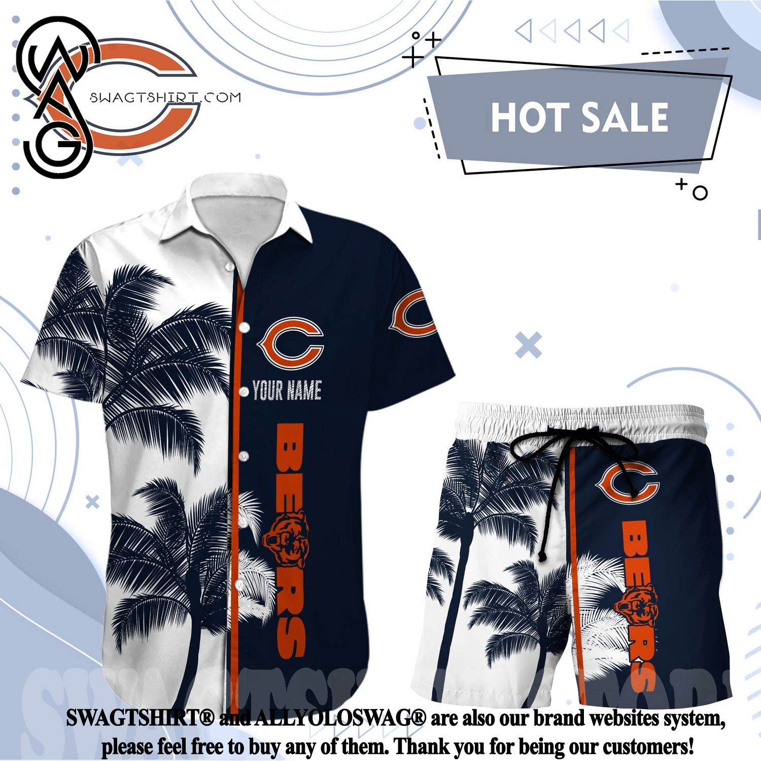 Topeka Style Chicago Bears Nfl Mens Hawaiian Shirts And Short