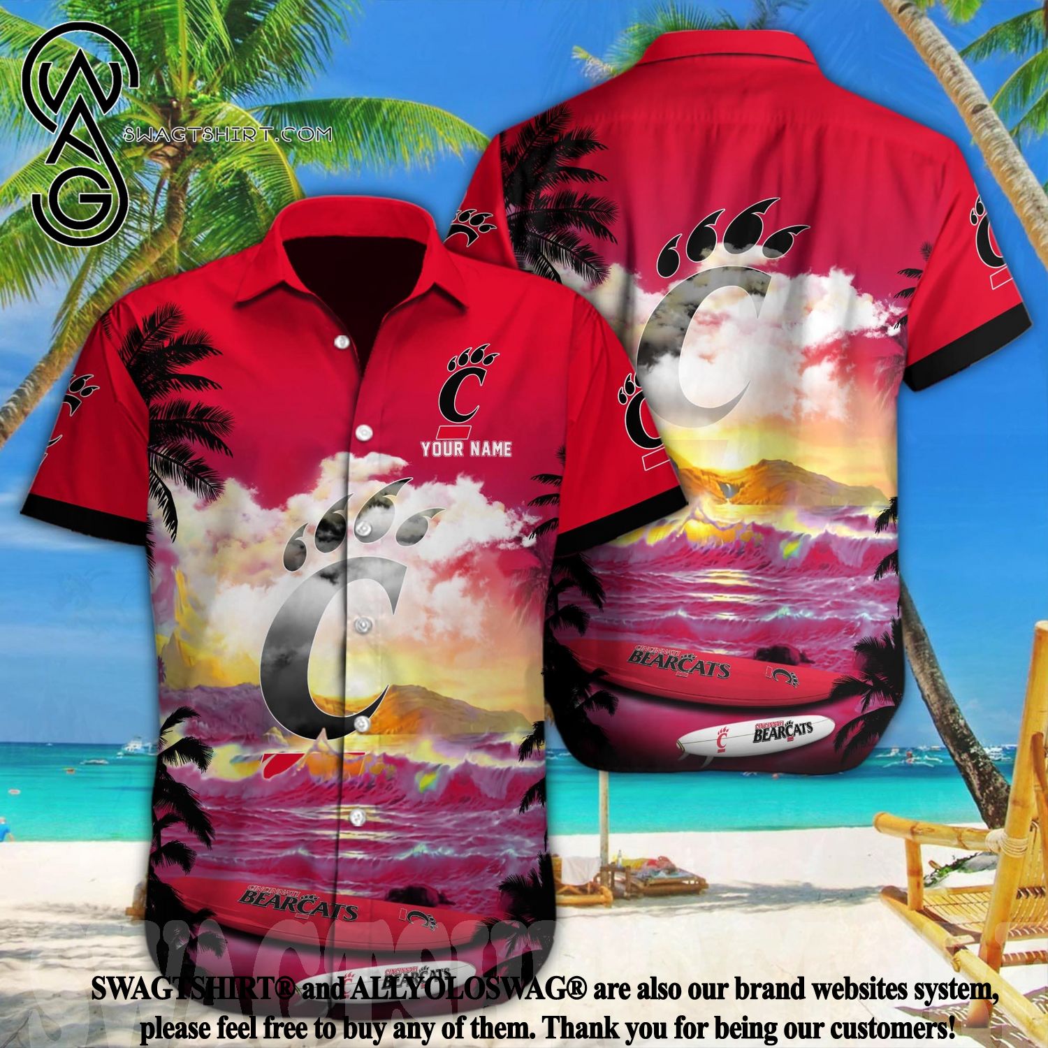 NCAA Cincinnati Bearcats Flower Custom Hawaiian Shirt 3D Shirt