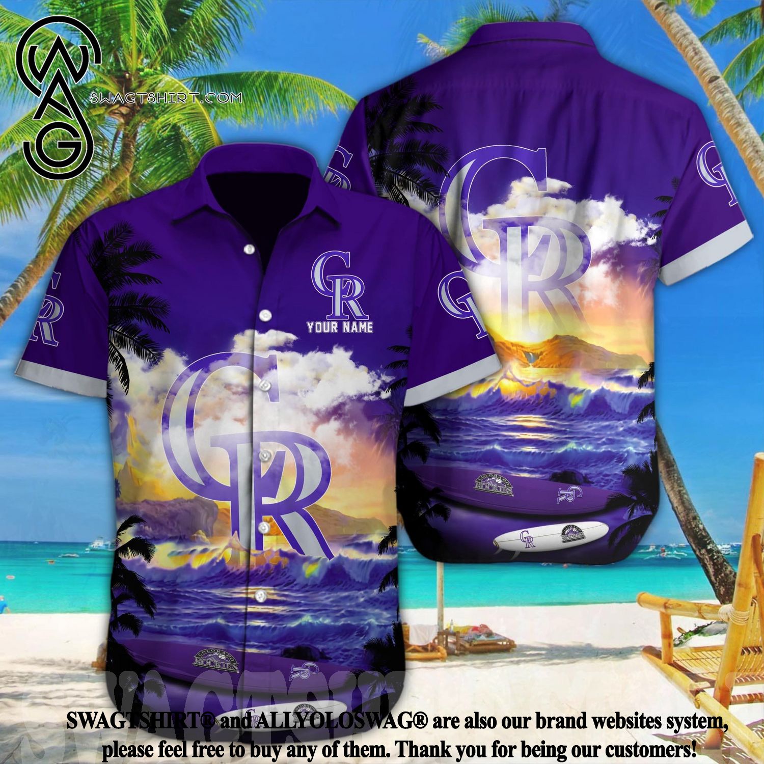 Colorado Rockies MLB Custom Name Hawaiian Shirt Outfit - T-shirts