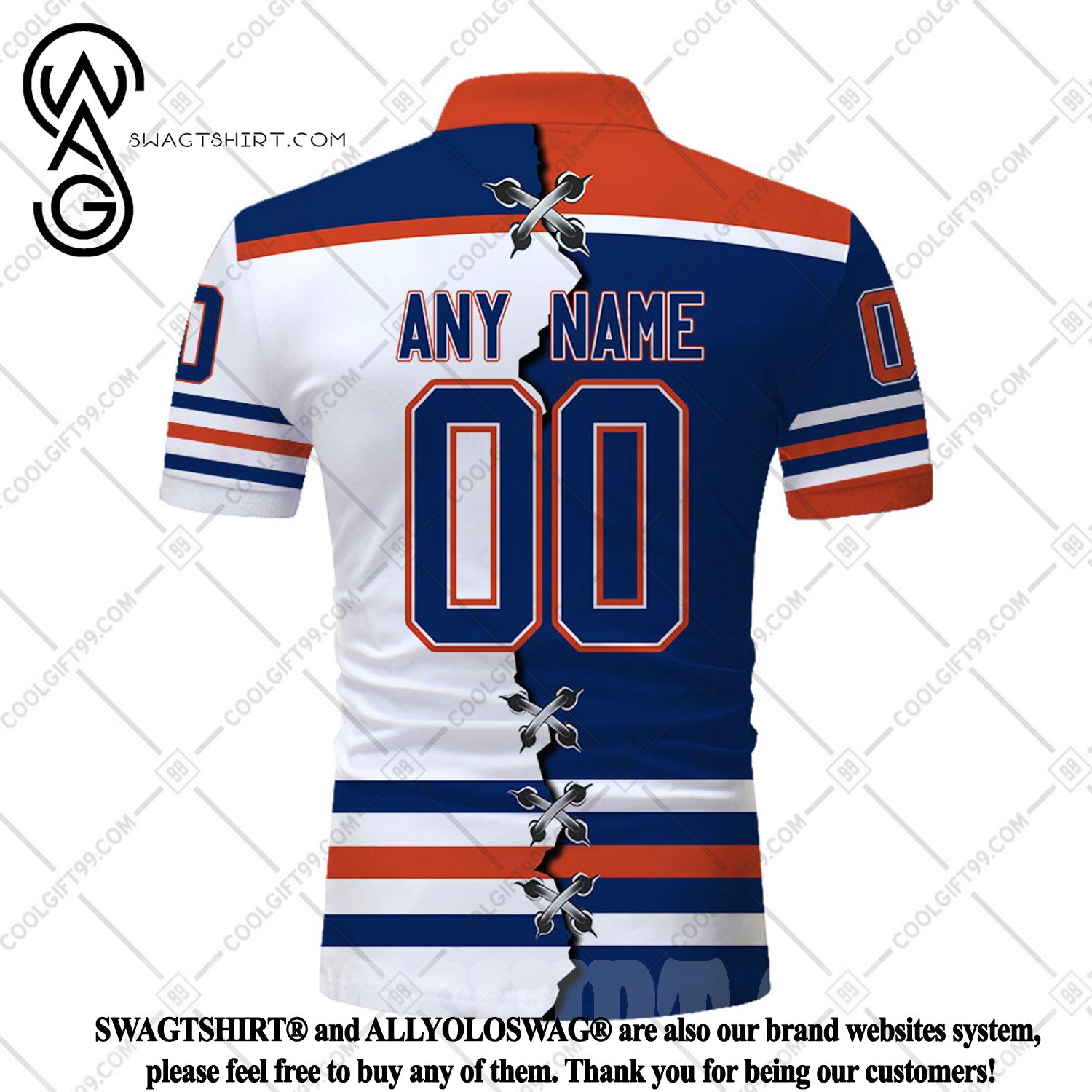 Best Selling Product] Custom NHL Edmonton Oilers Mix Jersey Style