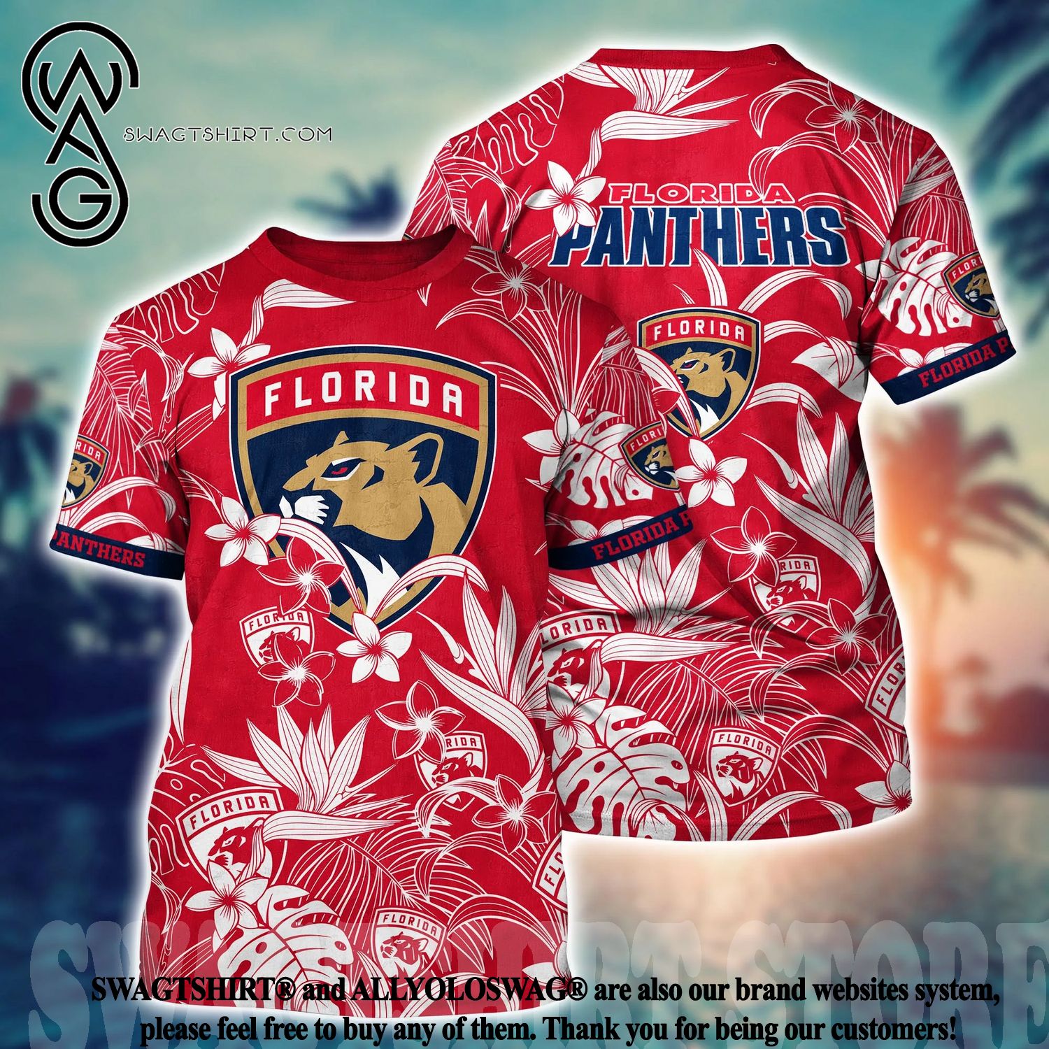 NHL Florida Panthers Hawaiian Shirt,Aloha Shirt,Palm Trees Pattern