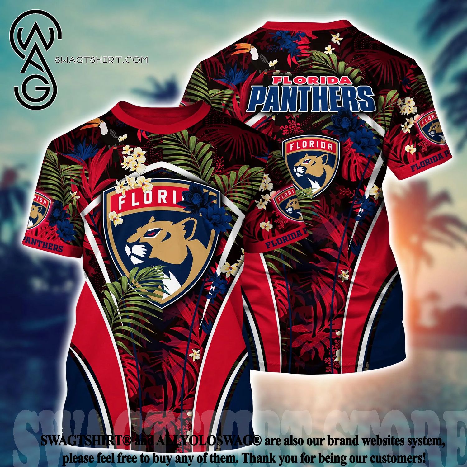 The best selling] Florida Panthers NHL Floral Unisex Full Print Hawaiian  Shirt