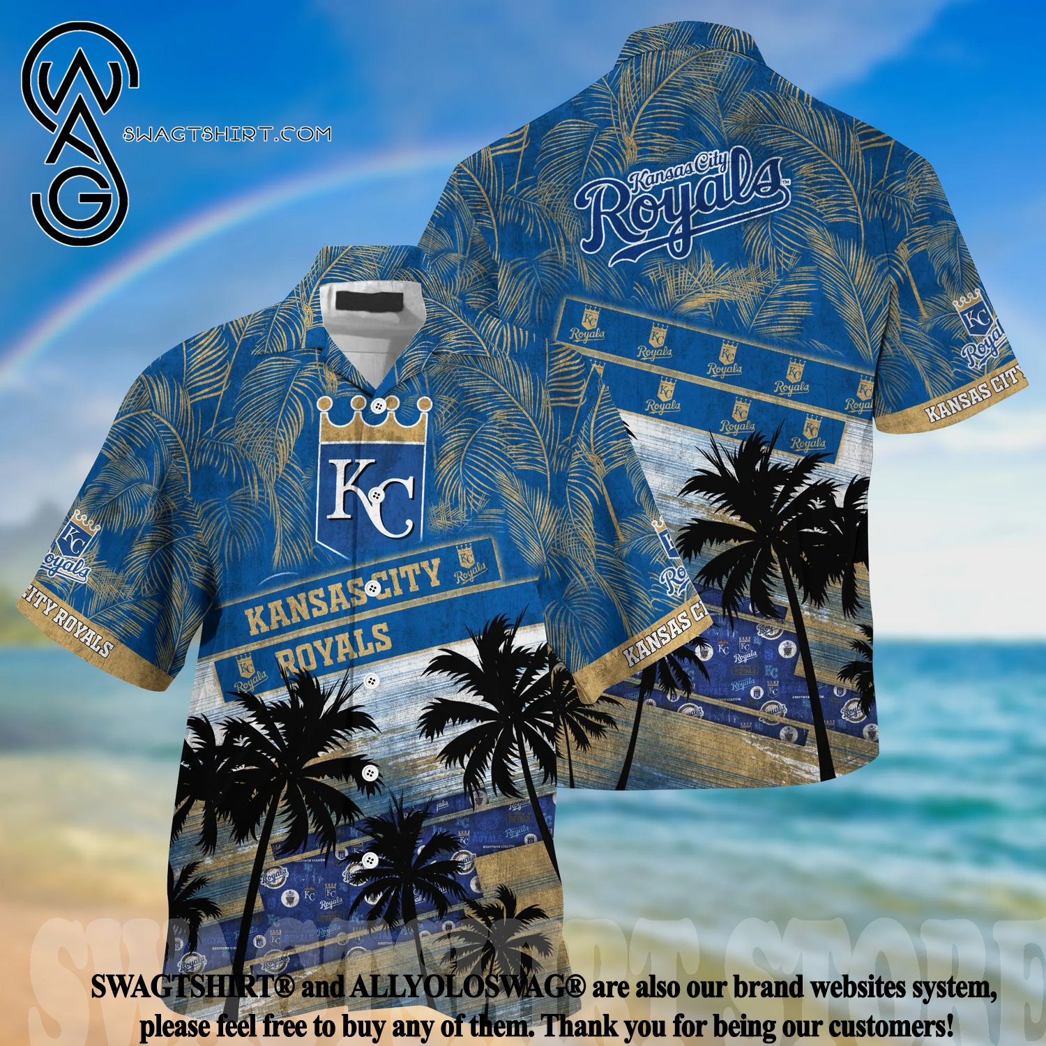 Best Selling Product] Kansas City Royals MLB Palm Tree Pattern All Over  Print Unisex Hawaiian Shirt