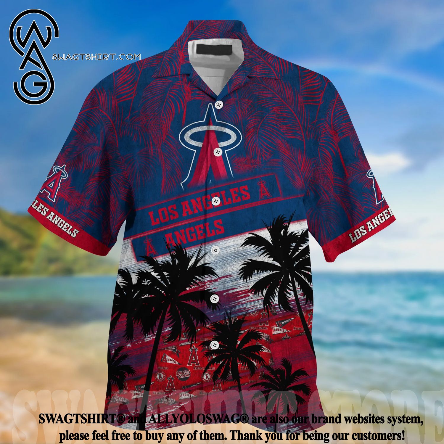 NEW Los Angeles Angels Palm Tree Hawaiian Shirt - Hothot