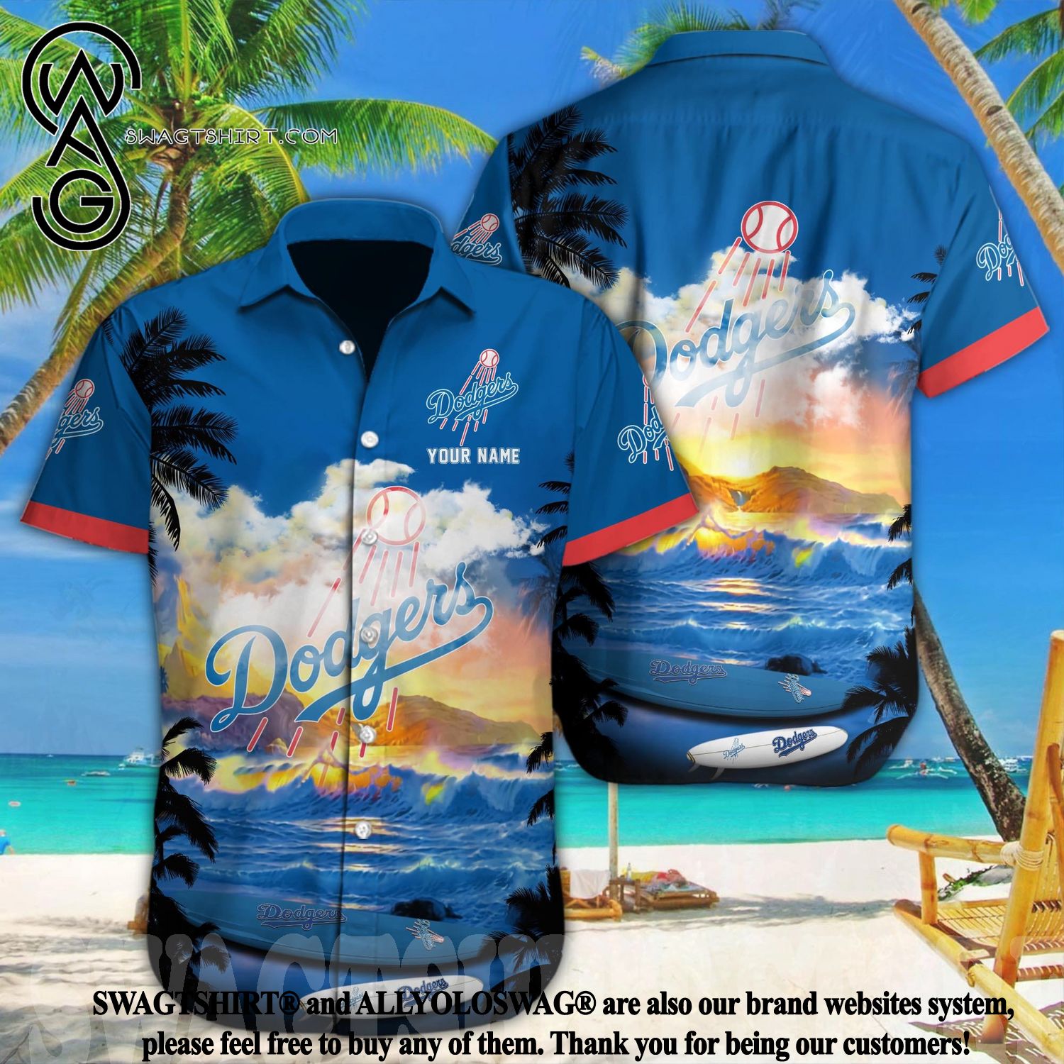 Los Angeles Dodgers MLB Personalized Palm Tree Hawaiian Shirt