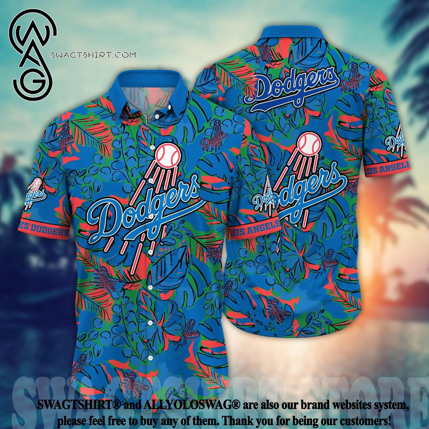 Los Angeles Dodgers Grateful Dead Button Up Hawaiian Shirt, LA
