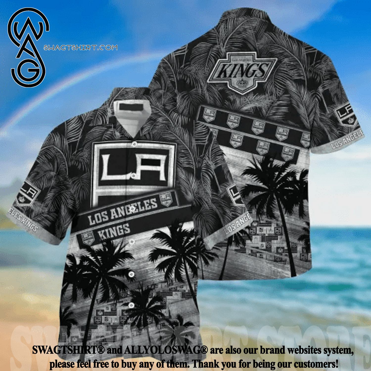 Los Angeles Kings NHL Custom Name Palm Tree Pattern Hawaiian Shirt And  Shorts - Freedomdesign