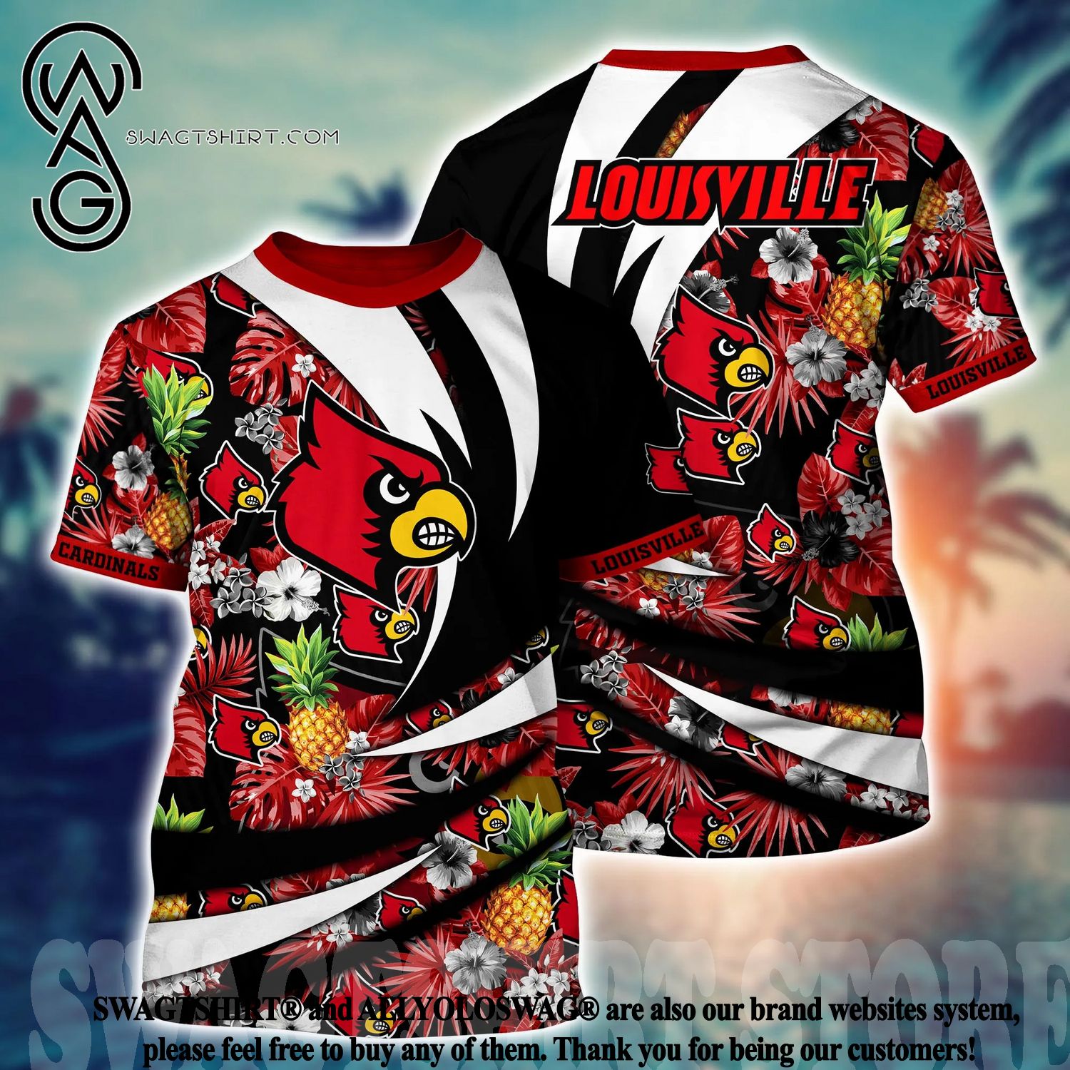 Louisville Cardinals NCAA Flower 3D Full Print Hawaiian Shirt - Limotees