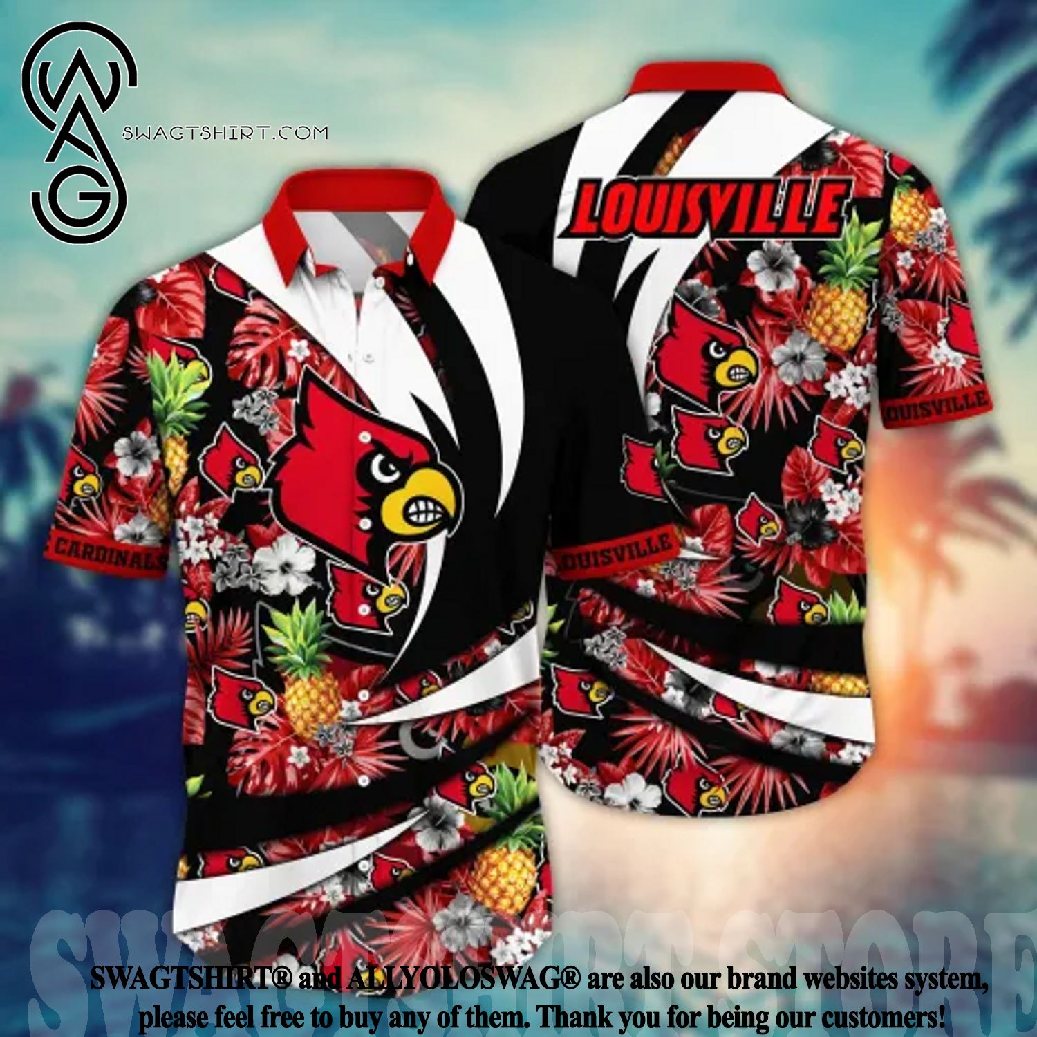 Louisville Cardinals Flower NCAA Cheap Hawaiian Shirt 3D Shirt