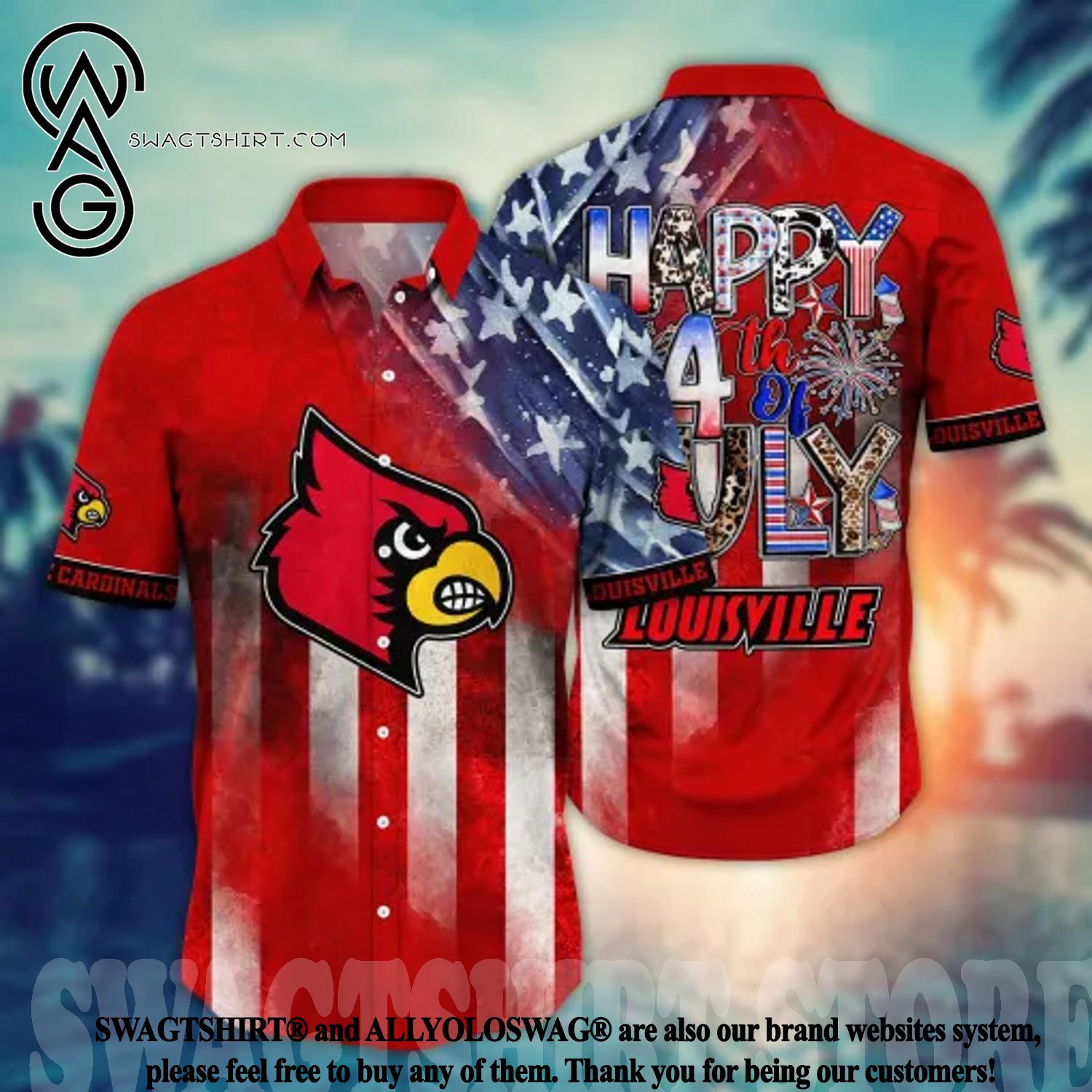 Louisville Cardinals Hibiscus Hawaiian Shirt For Fans