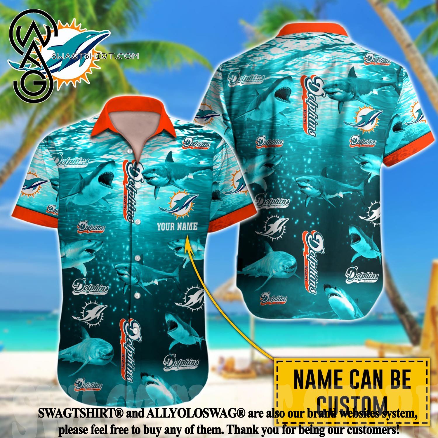 Dragon Miami Dolphins Custom Name Hawaiian Shirt - HipposFashion