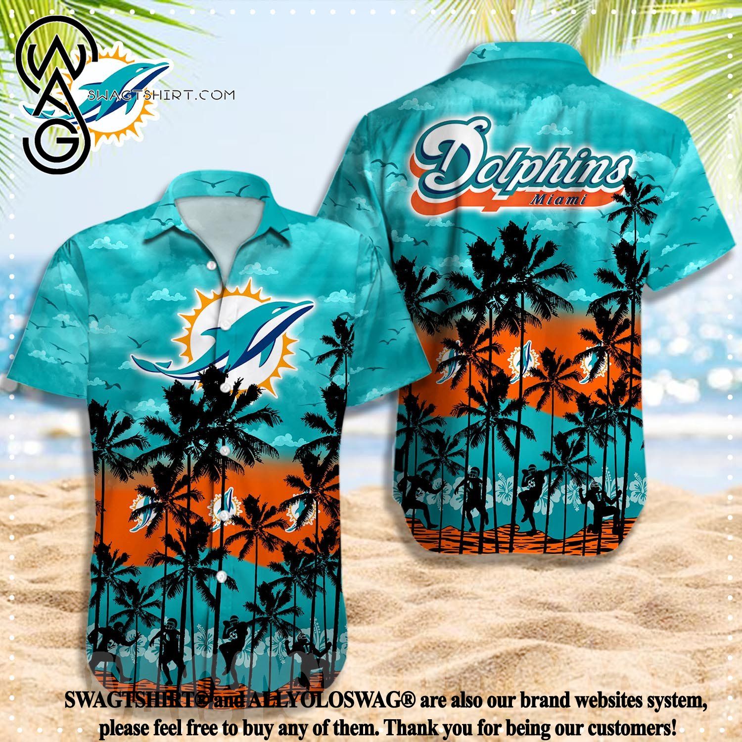 NFL Miami Dolphins US Flag Demon Face Print 3D Hawaiian Shirts Custom Name  And Number - Freedomdesign