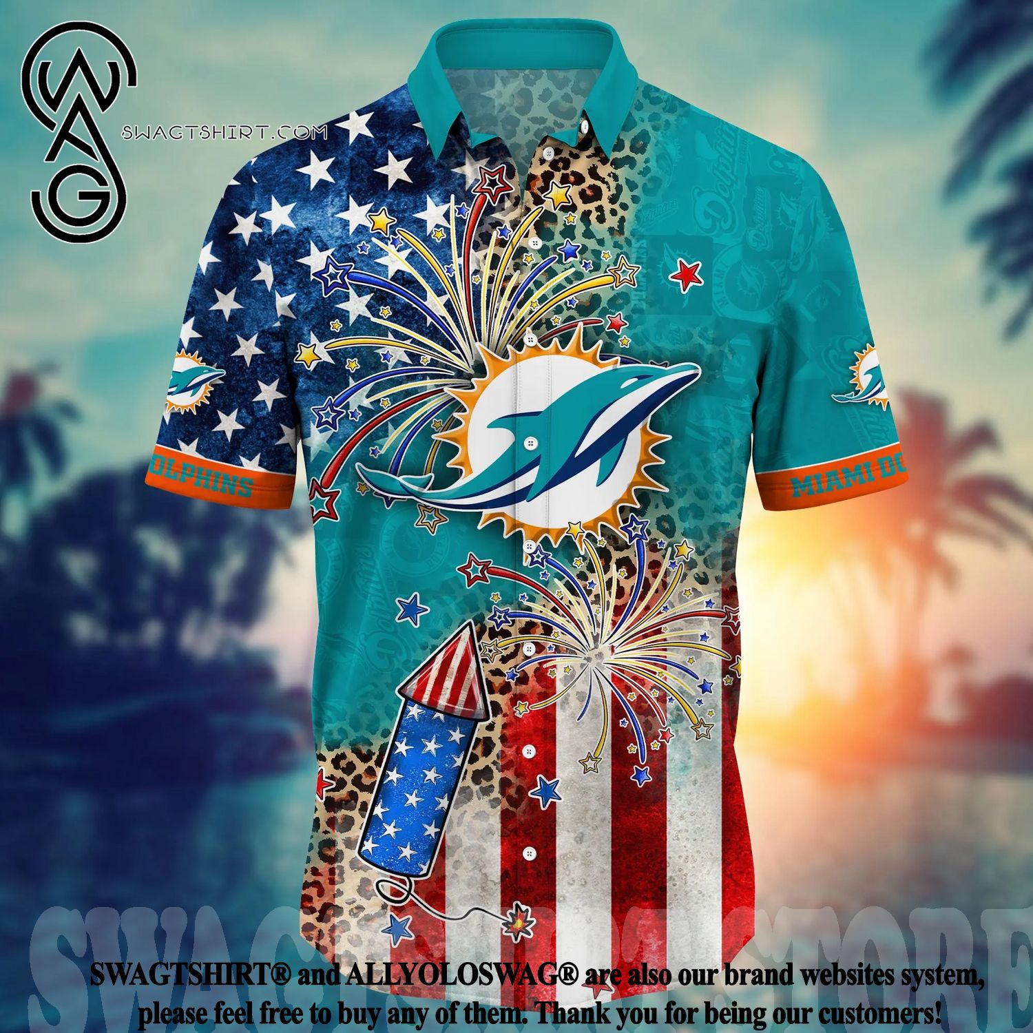 Miami Dolphins Hawaiian Shirt Funny Weed Pattern - Anynee