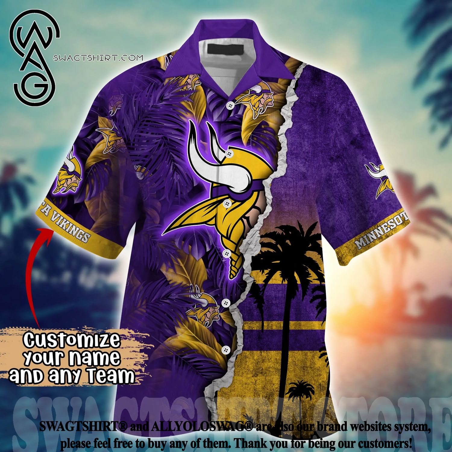 The best selling] Minnesota Vikings NFL Flower Full Printed Hawaiian Shirt