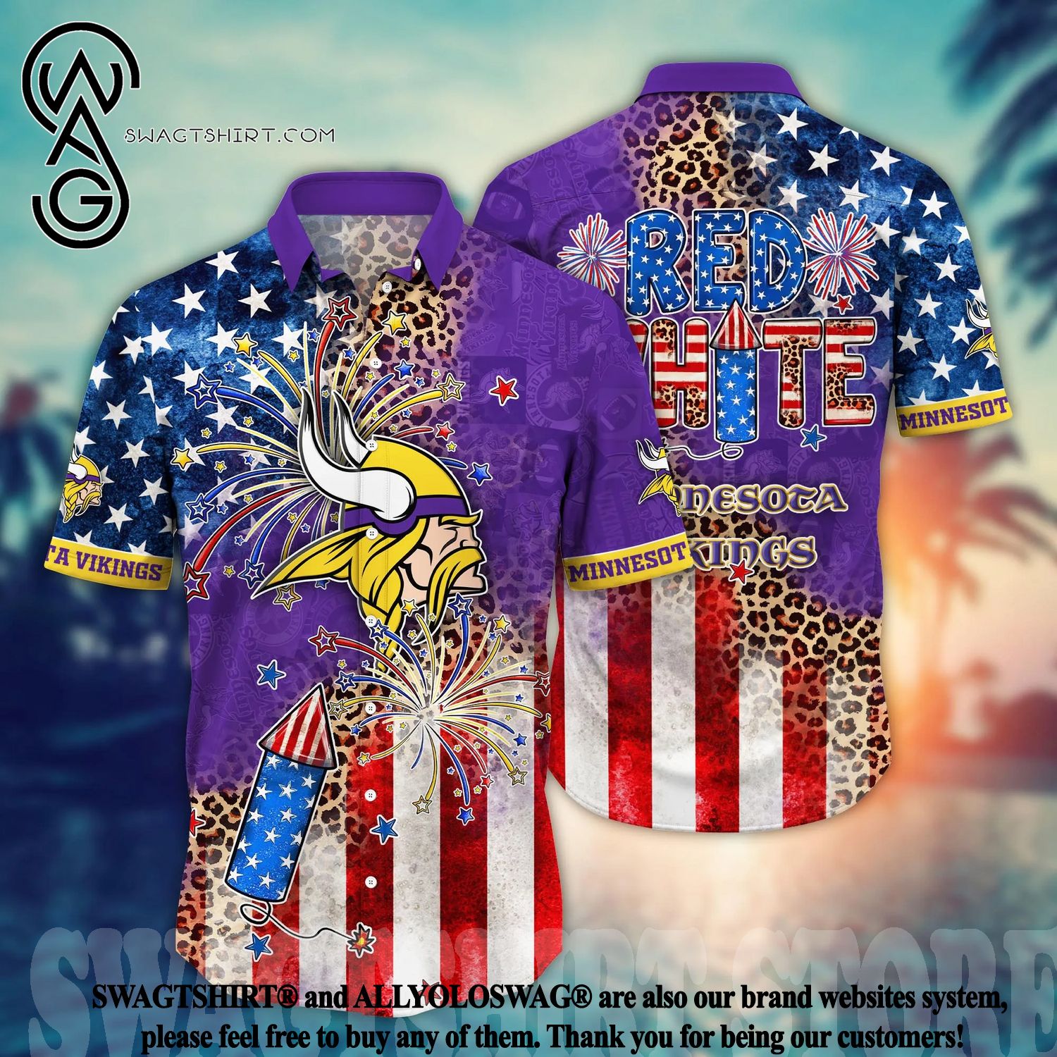 Minnesota Vikings NFL Hawaiian Shirt 4th Of July Independence Day