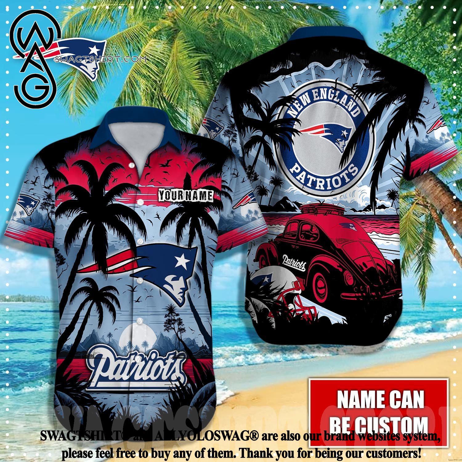 NFL New England Patriots Hawaiian Shirt White And Blue Tropical