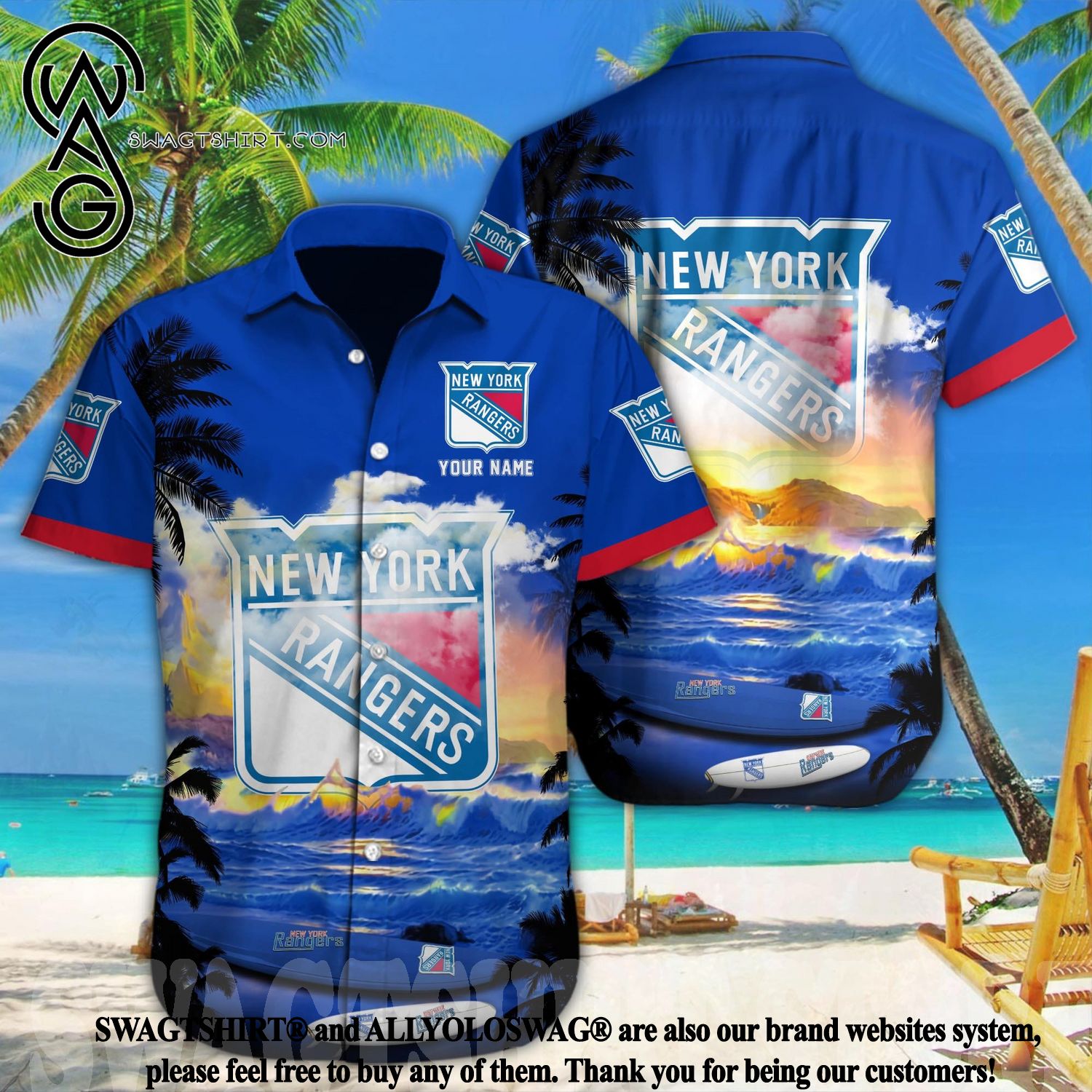 New York Rangers NHL Flower Classic Full Printing Hawaiian Shirt - Limotees