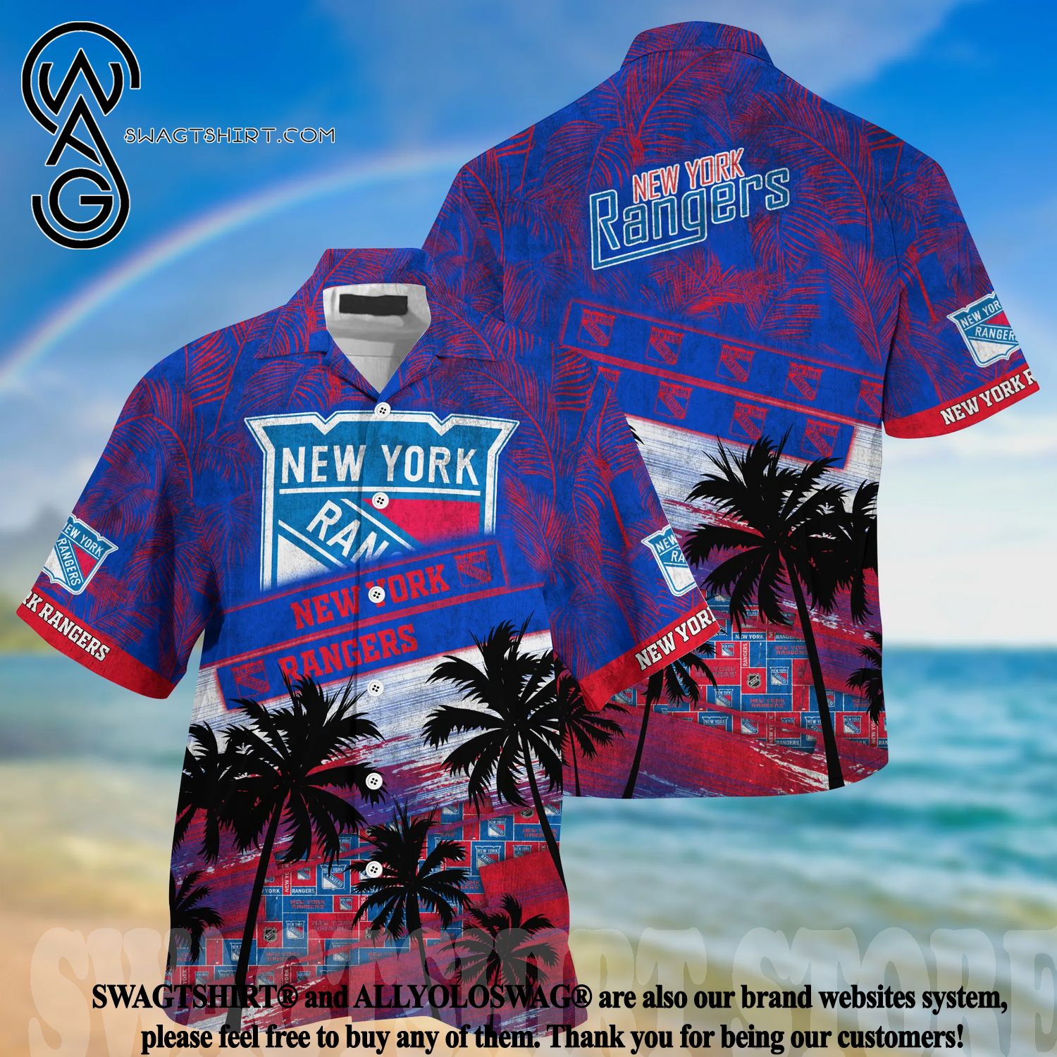 New York Rangers NHL Flower Classic Full Printing Hawaiian Shirt - Limotees