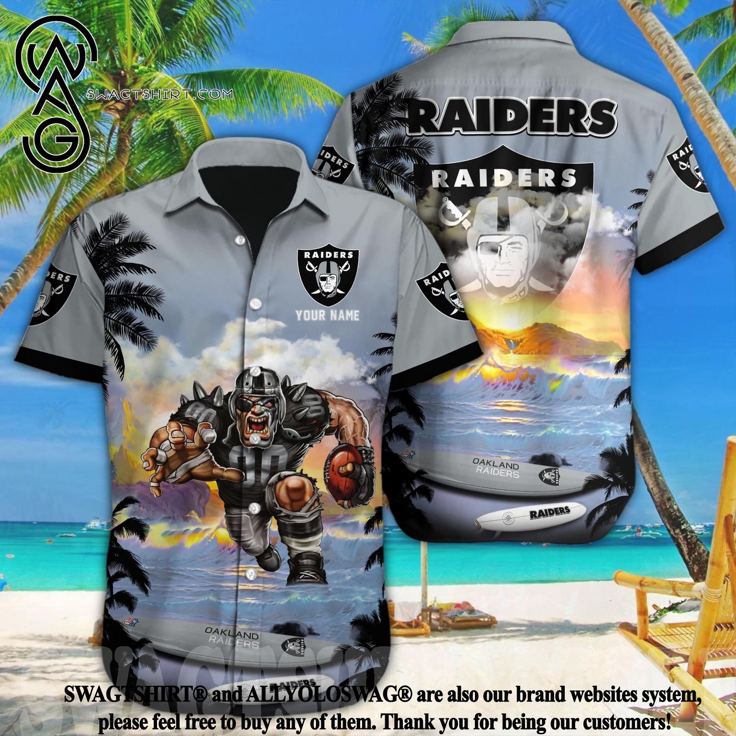 Oakland Raiders Button Up Polo Shirt New Style 