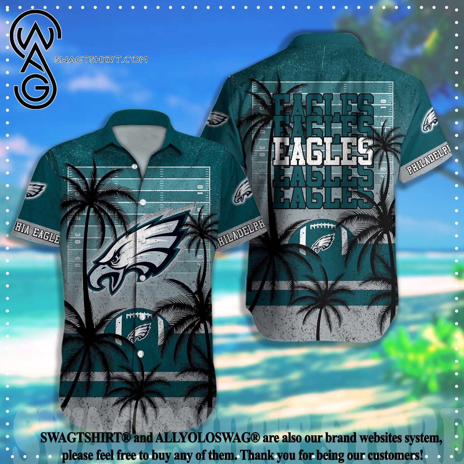 NFL Philadelphia Eagles Hawaiian Shirt Grateful Dead Beach Lovers Gift