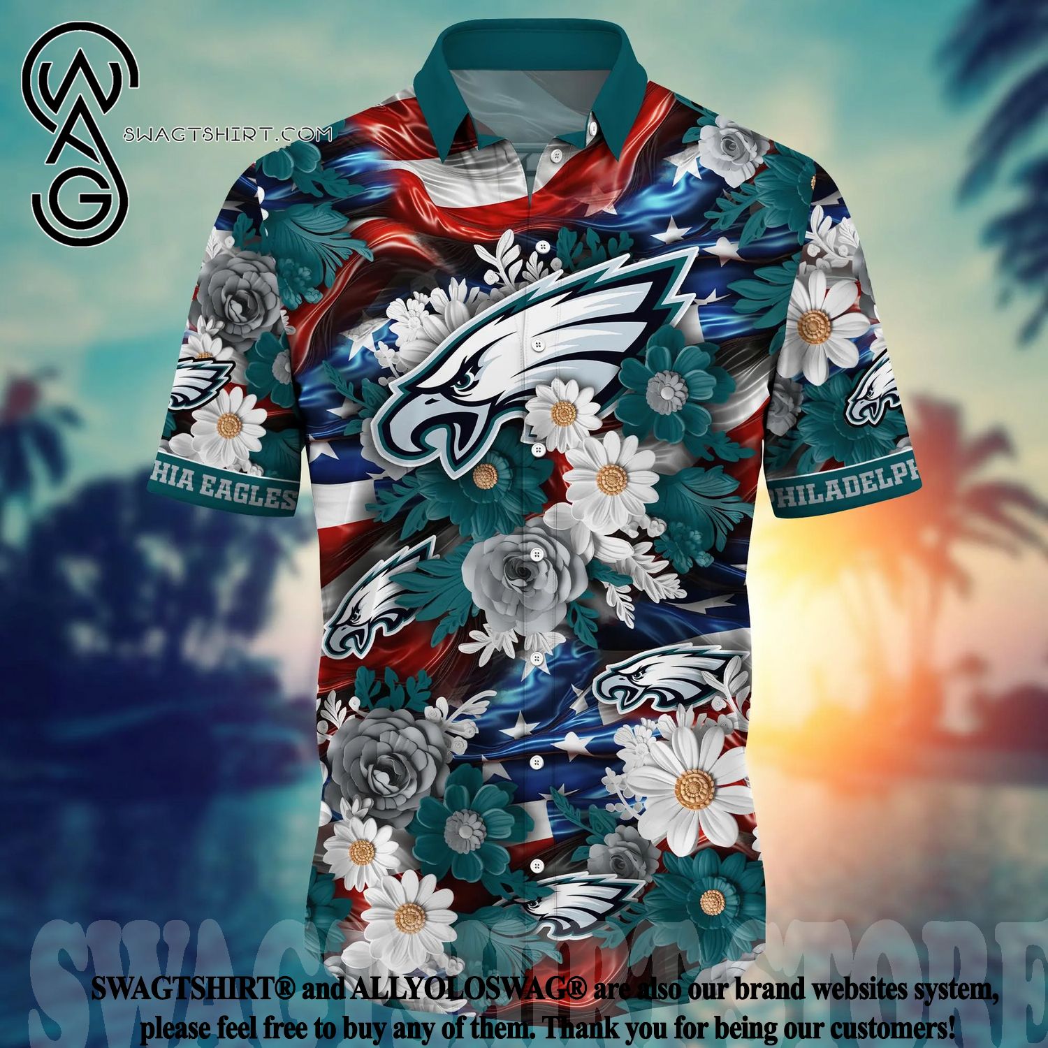 NFL Philadelphia Eagles Hawaiian Shirt Grateful Dead Beach Lovers Gift