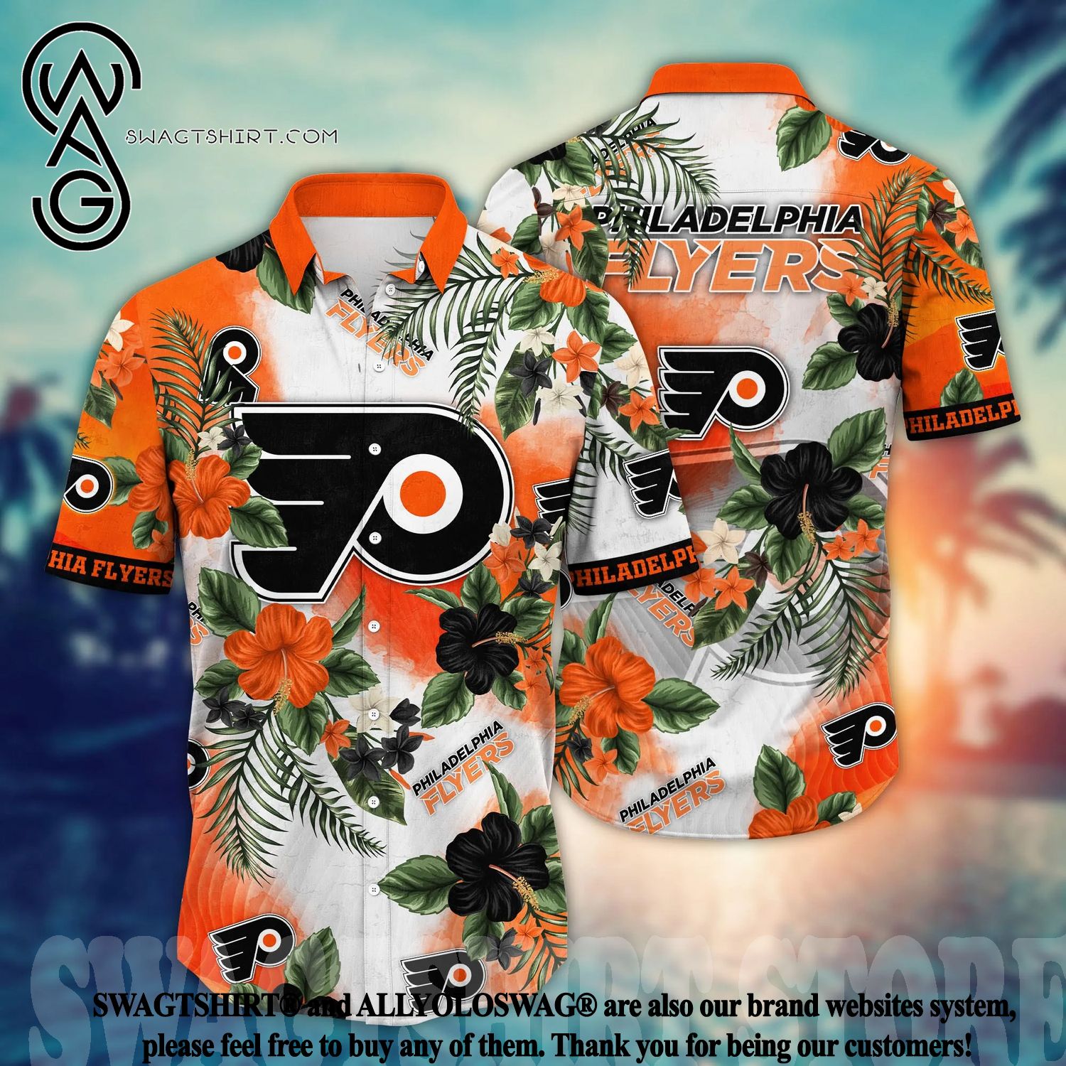 NHL Philadelphia Flyers classic colored palm trees tropical