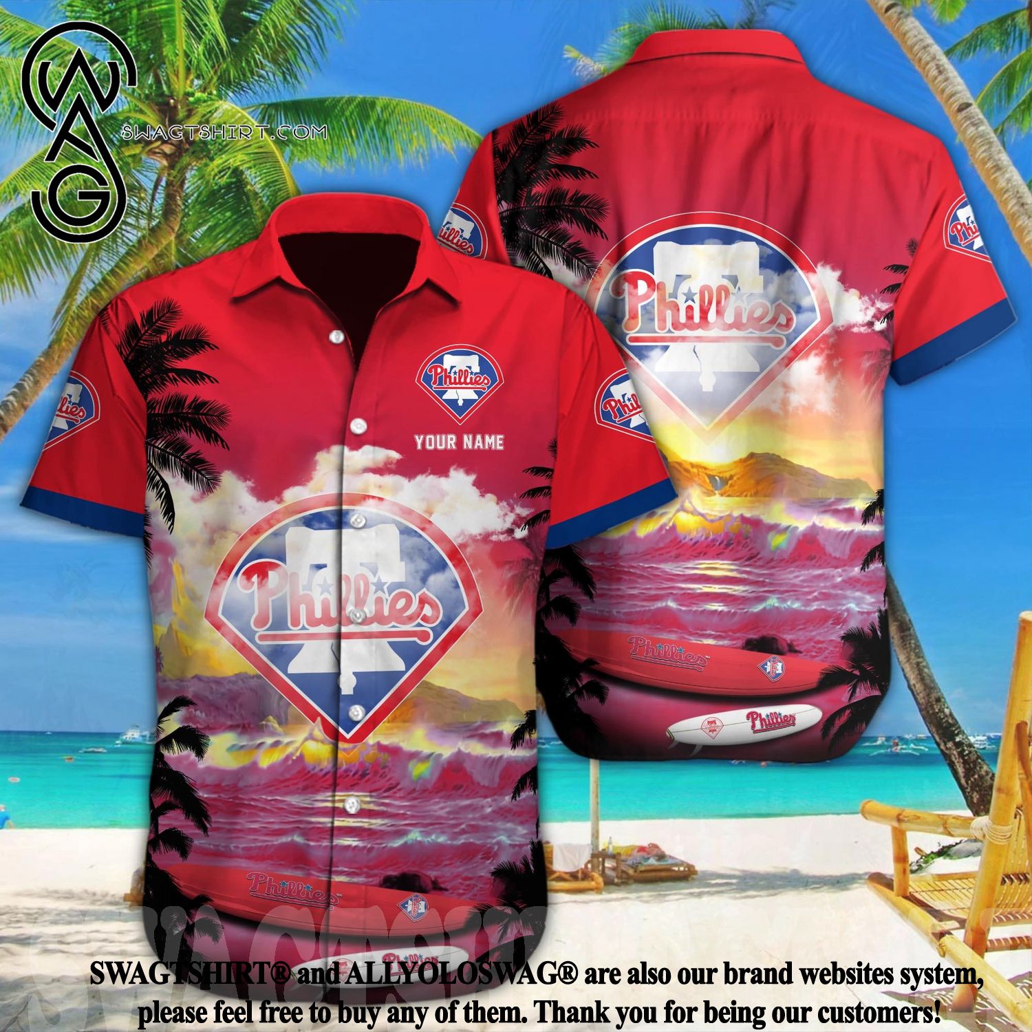 Philadelphia Phillies Major League Baseball 3D Print Hawaiian Shirt  Personalized