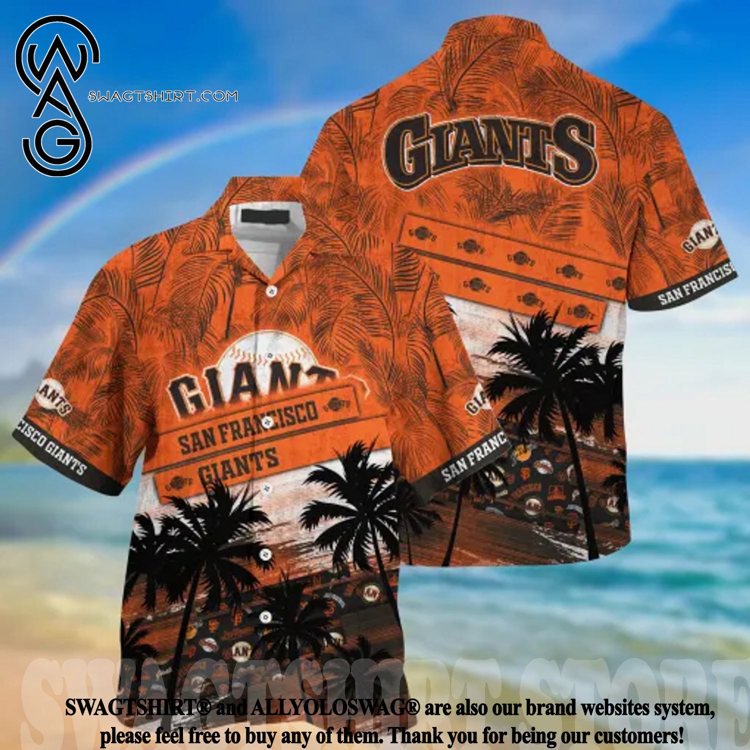 Personalized San Francisco Giants Black Logo Branded Hawaiian