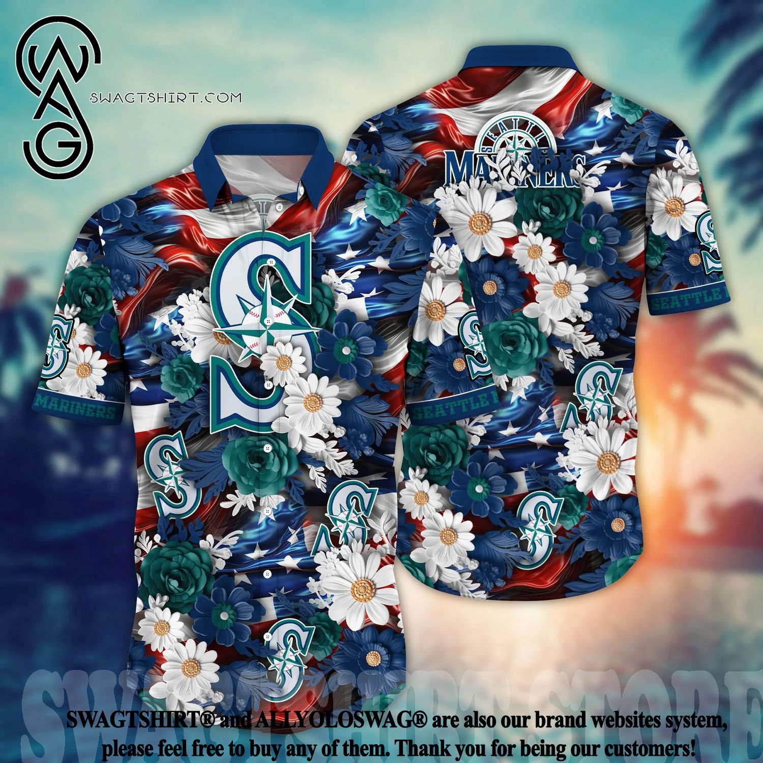 The best selling] Seattle Mariners MLB Flower Classic Hawaiian Shirt