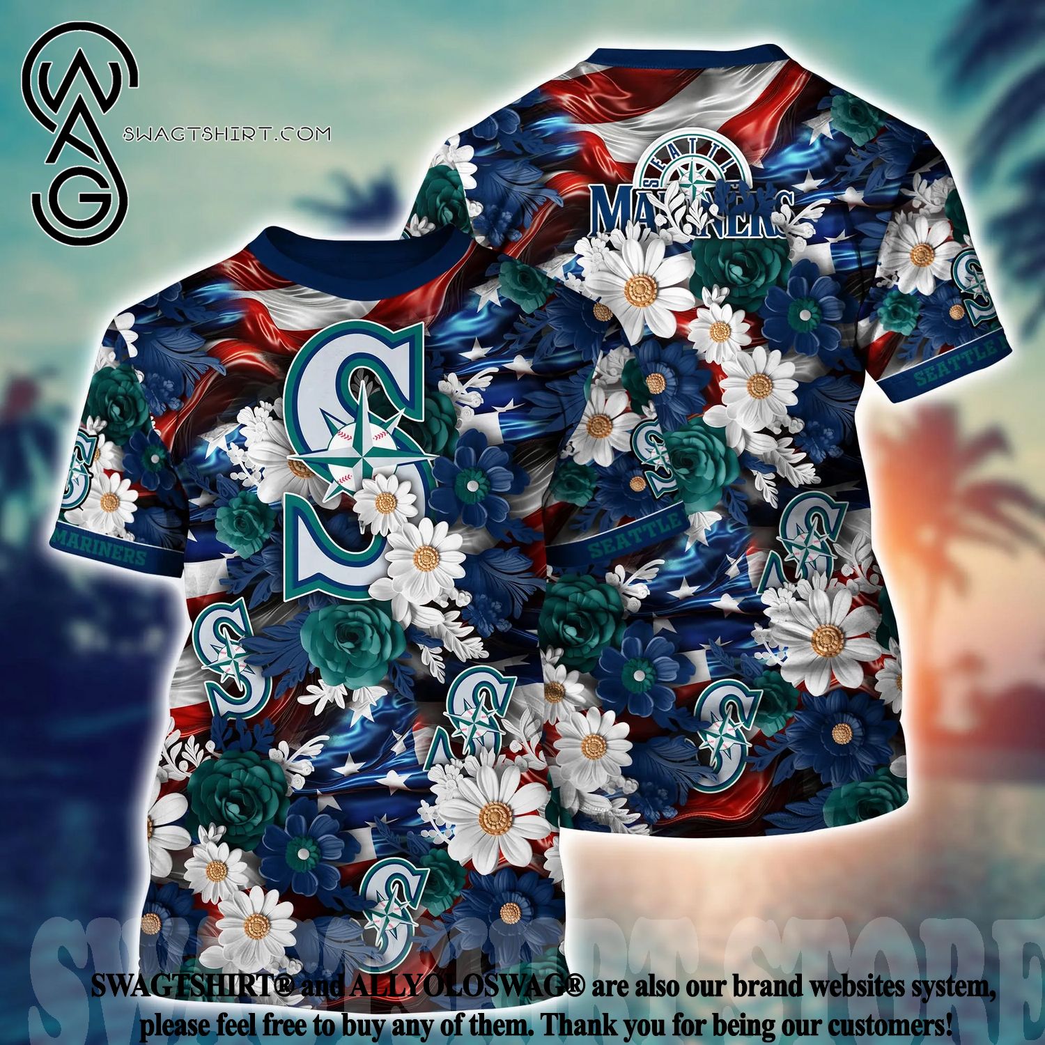 The best selling] Seattle Mariners MLB Flower Classic Hawaiian Shirt