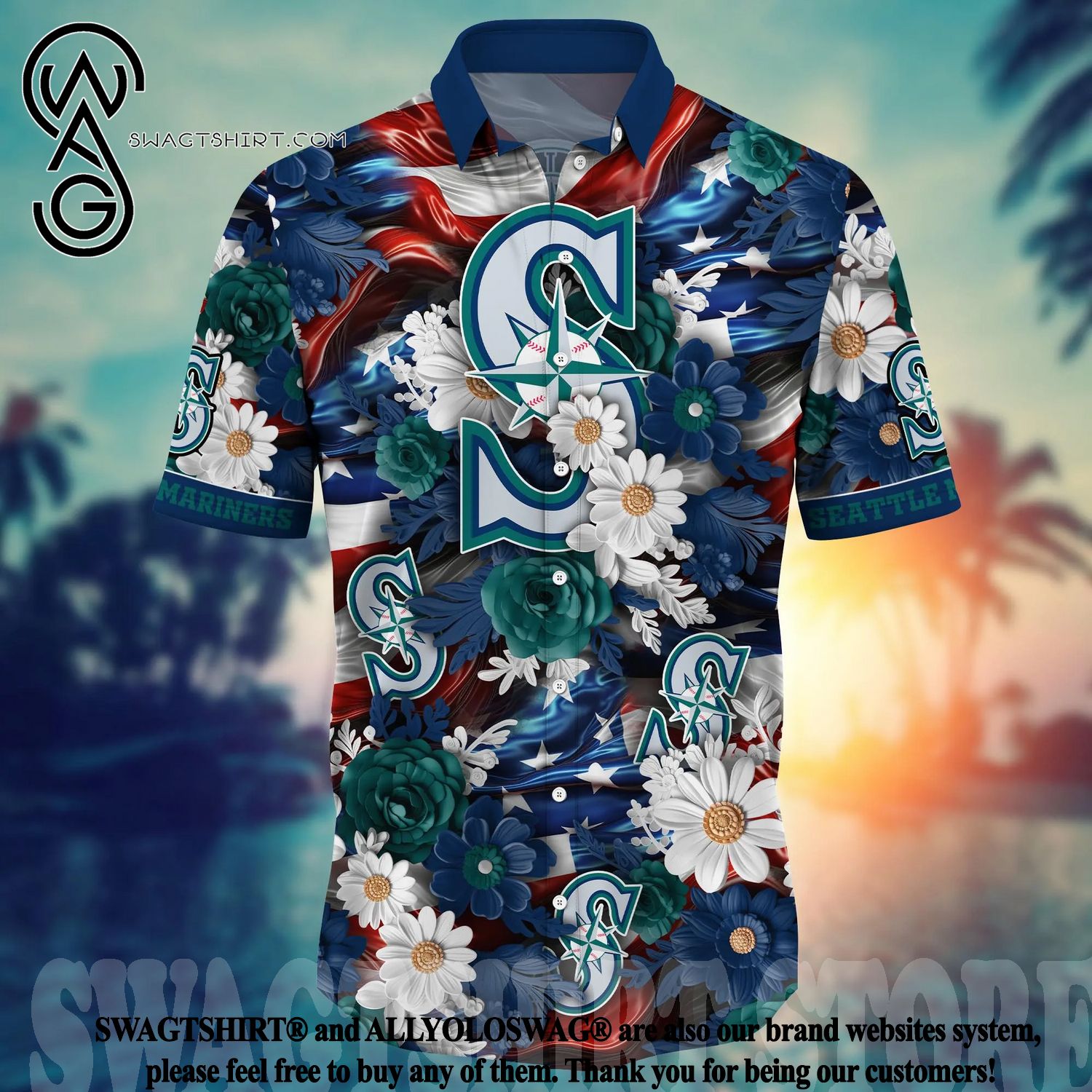 The best selling] Seattle Mariners MLB Flower Classic Hawaiian Shirt