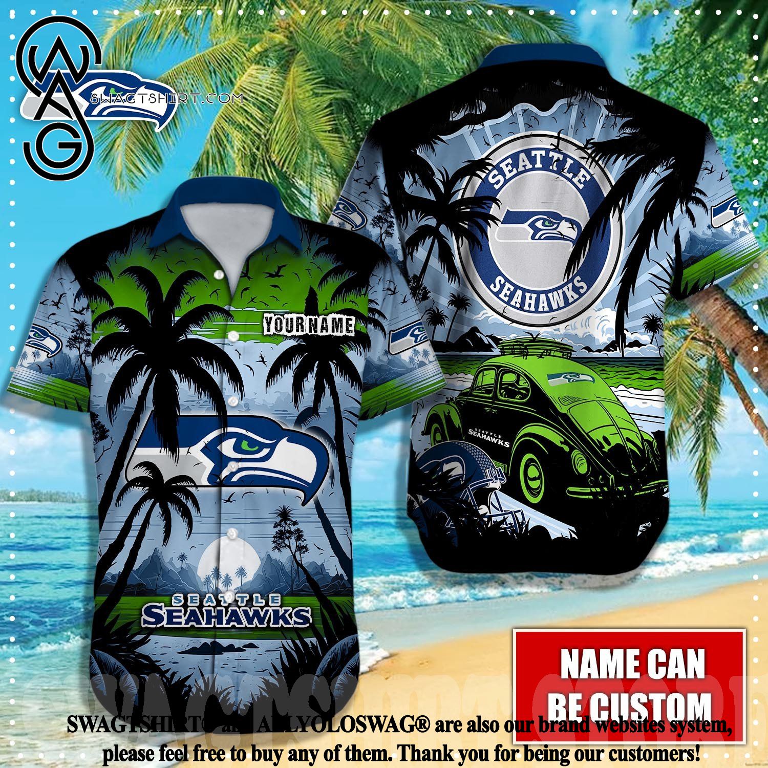 Custom Name Seattle Seahawks Hawaiian Shirt NFL Football Cheap Hawaiian  Shirt - T-shirts Low Price