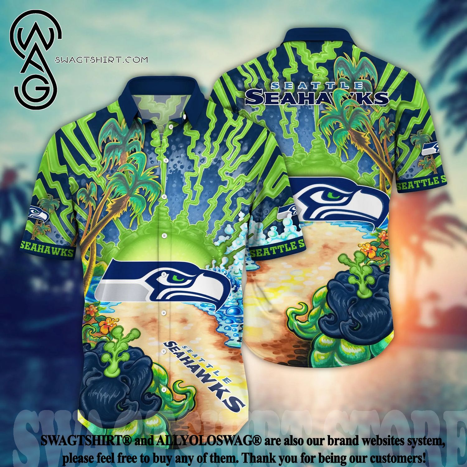 Seattle Seahawks NFL Hawaiian Shirt Beach Vibes Aloha Shirt