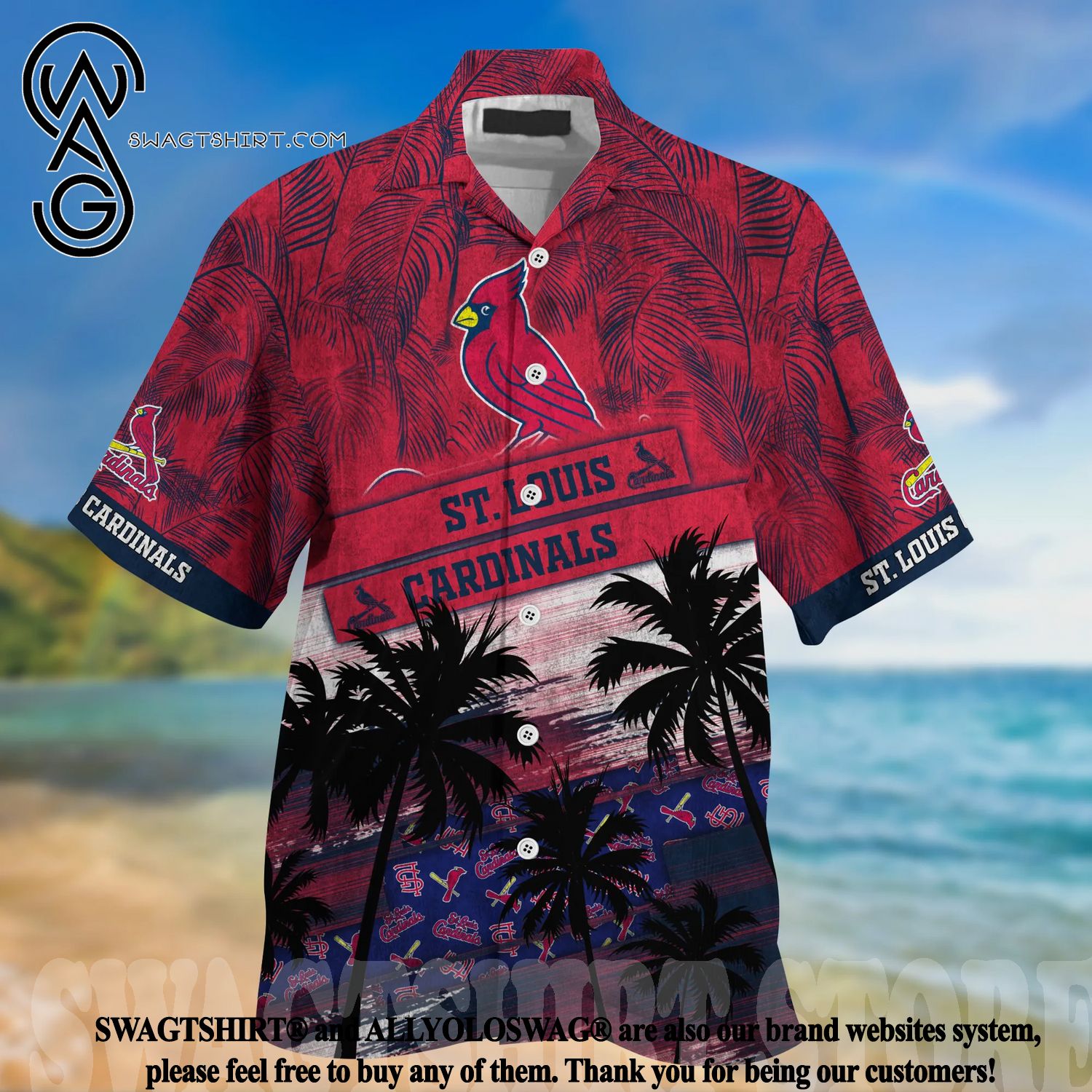 Personalized MLB St Louis Cardinals Palm Tree Style Hawaiian Shirt