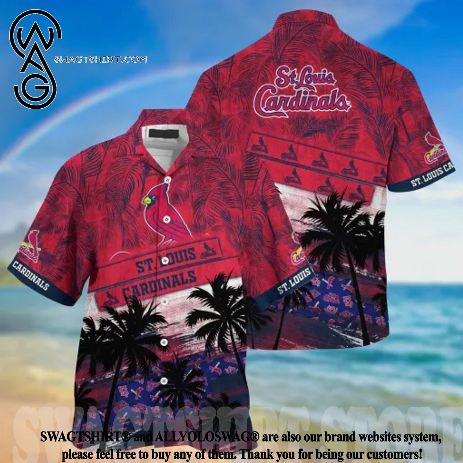 St. Louis Cardinals Hawaiian Shirt Palm Leaves Pattern All Over Print