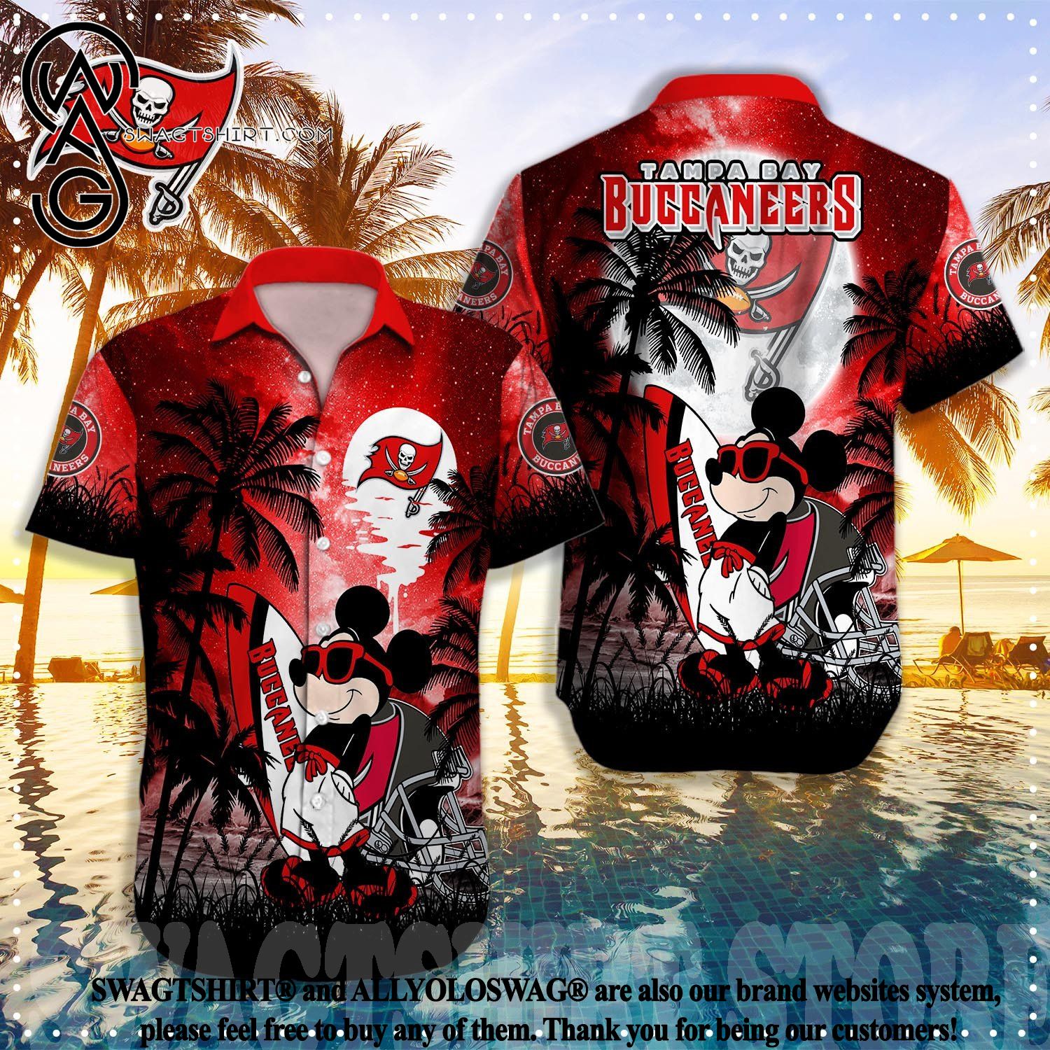 Tampa Bay Buccaneers NFL Dolphin Beach 3D Hawaiian Shirt For Men