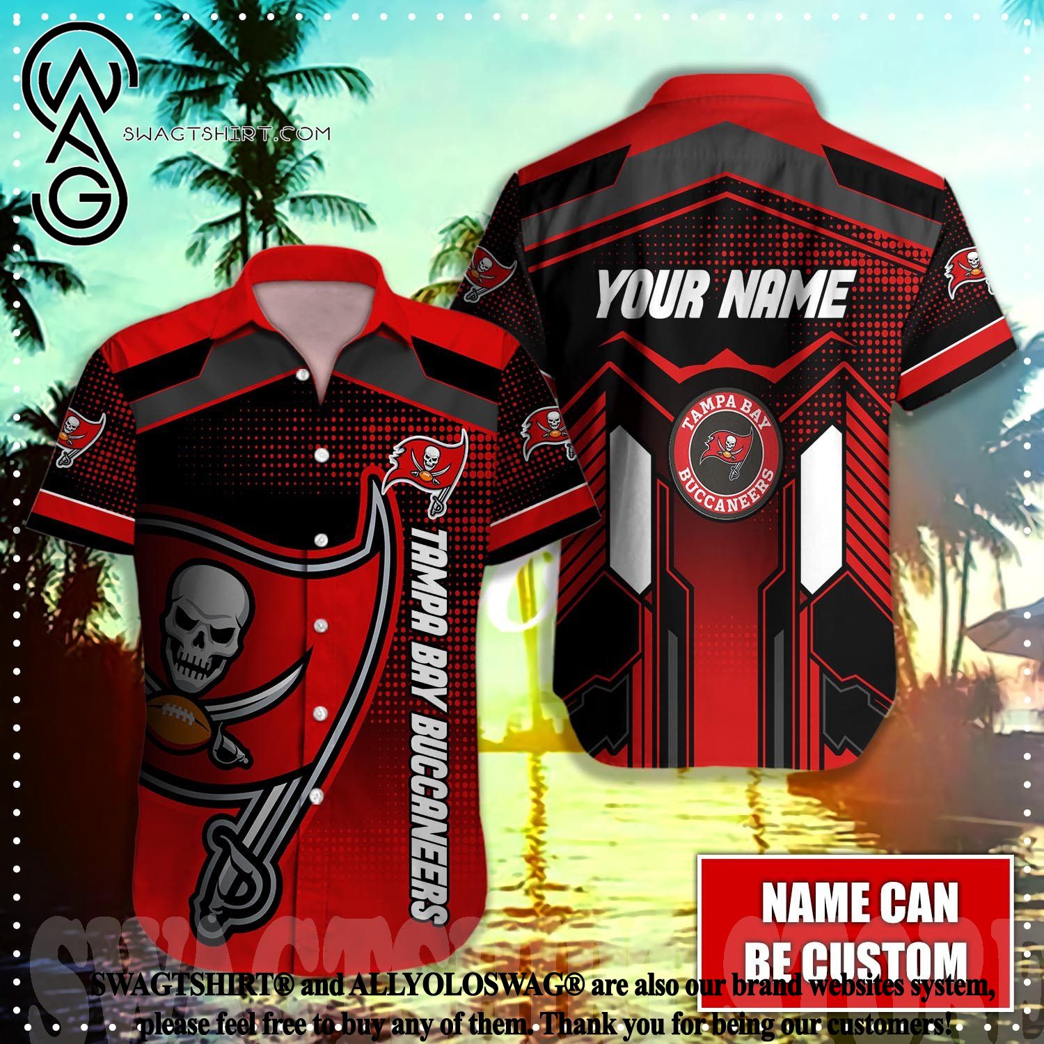 Tampa Bay Buccaneers Men Short Custom NFL T- 3D Printed Hawaiian Style Shirt  - Senprintmart Store