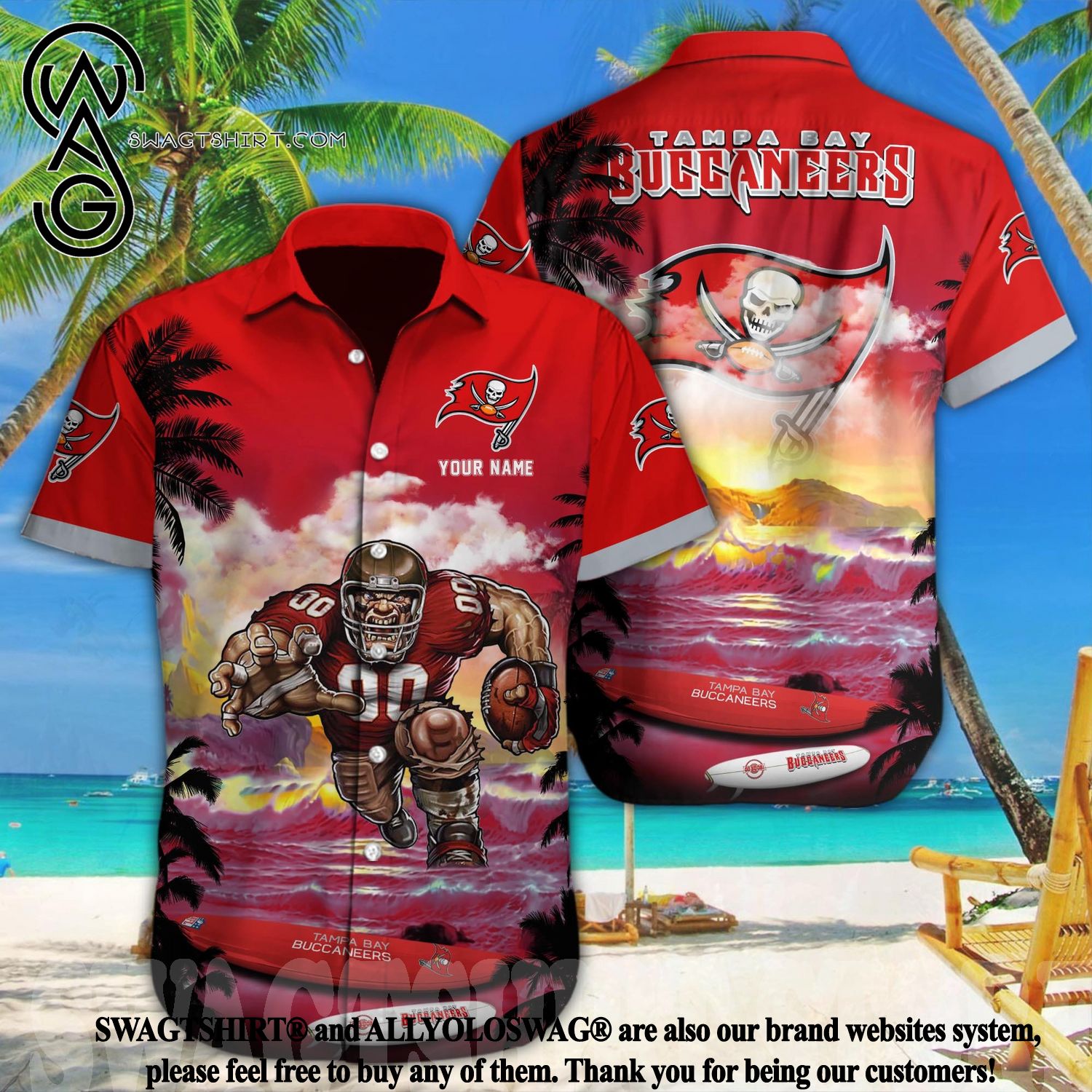 Custom Name Tampa Bay Buccaneers Hawaiian Shirt NFL Football Cheap Button  Up Hawaiian Shirt - T-shirts Low Price