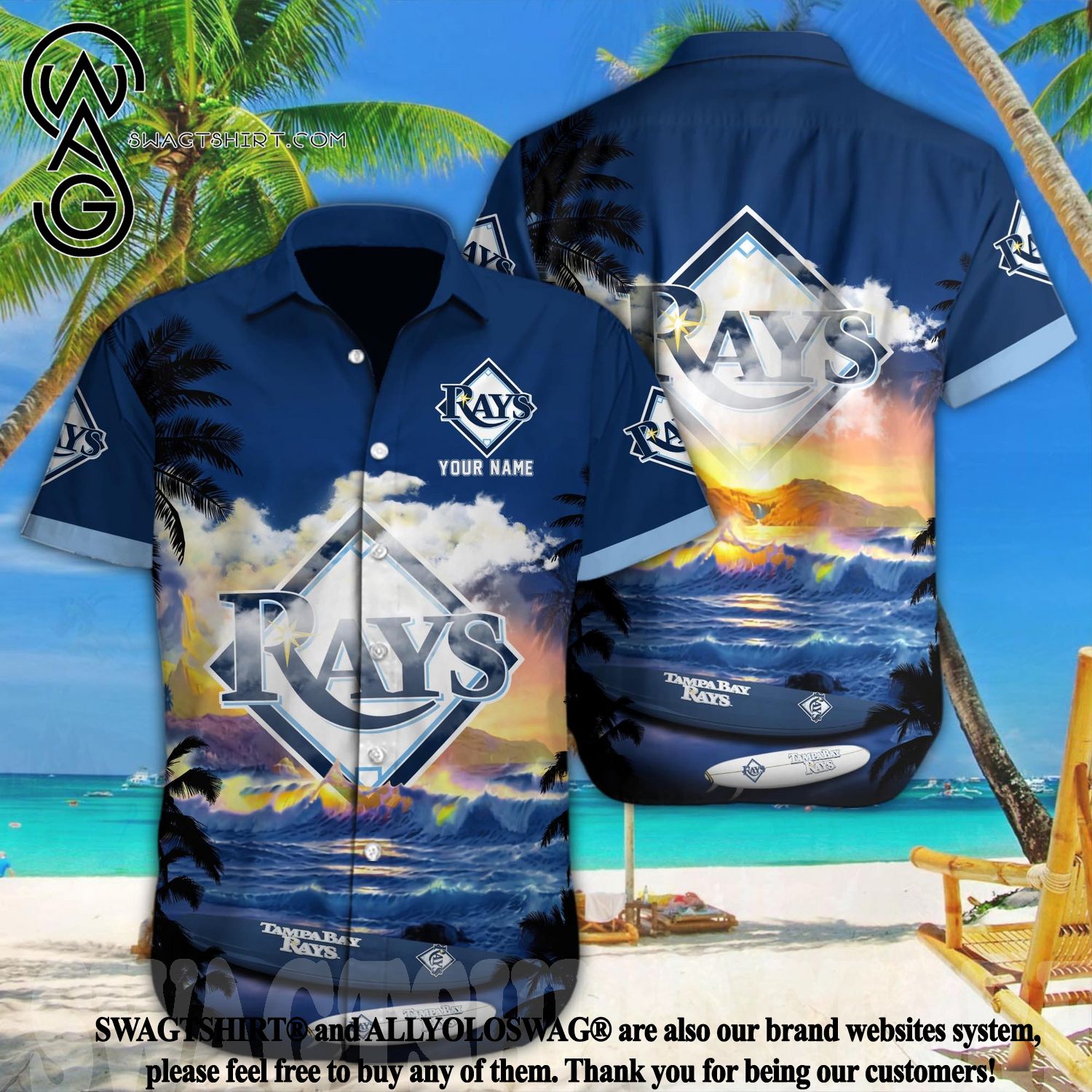 Tampa Rays Bay Pattern Major League Baseball 3D Print Hawaiian Shirt