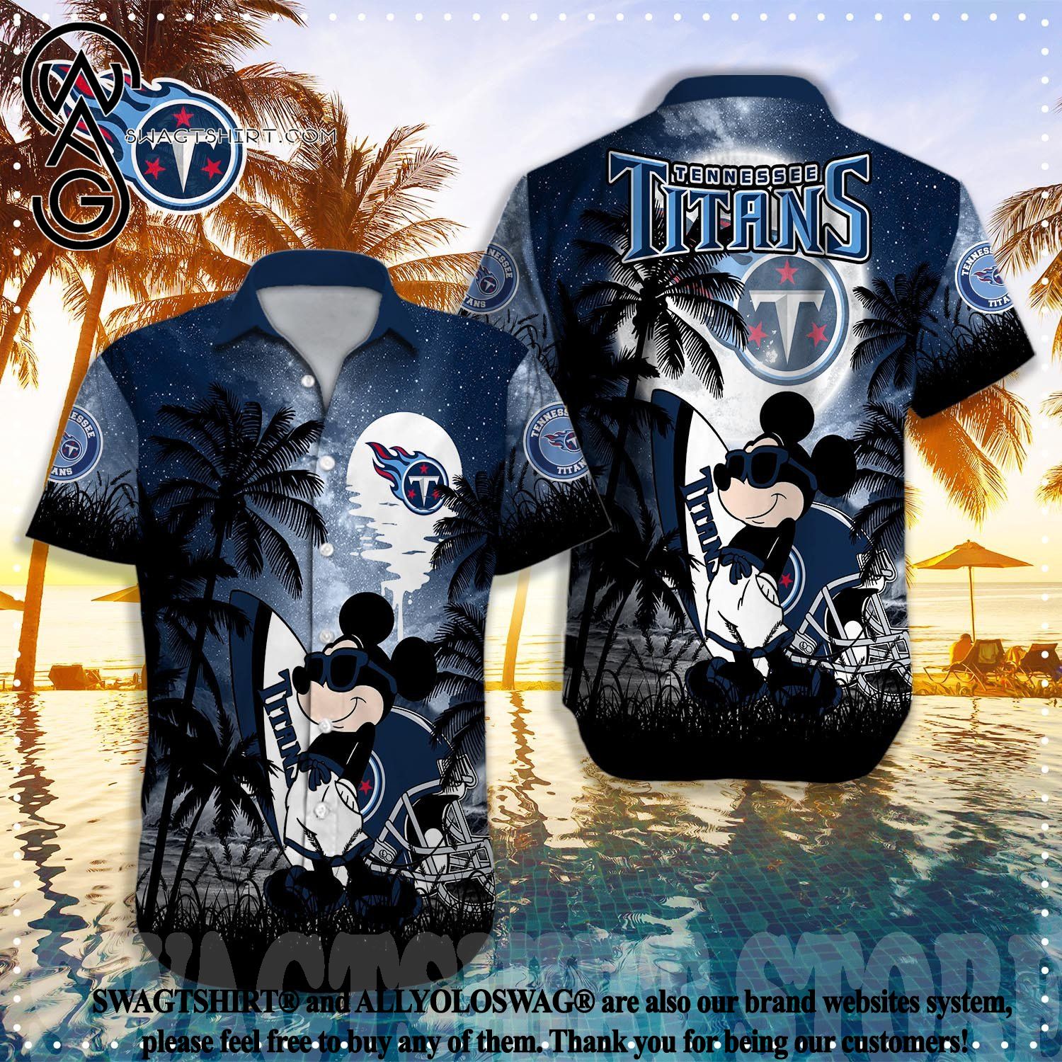 Tennessee Titans NFL Graphic Mickey Hawaiian Shirt, 3D Printed