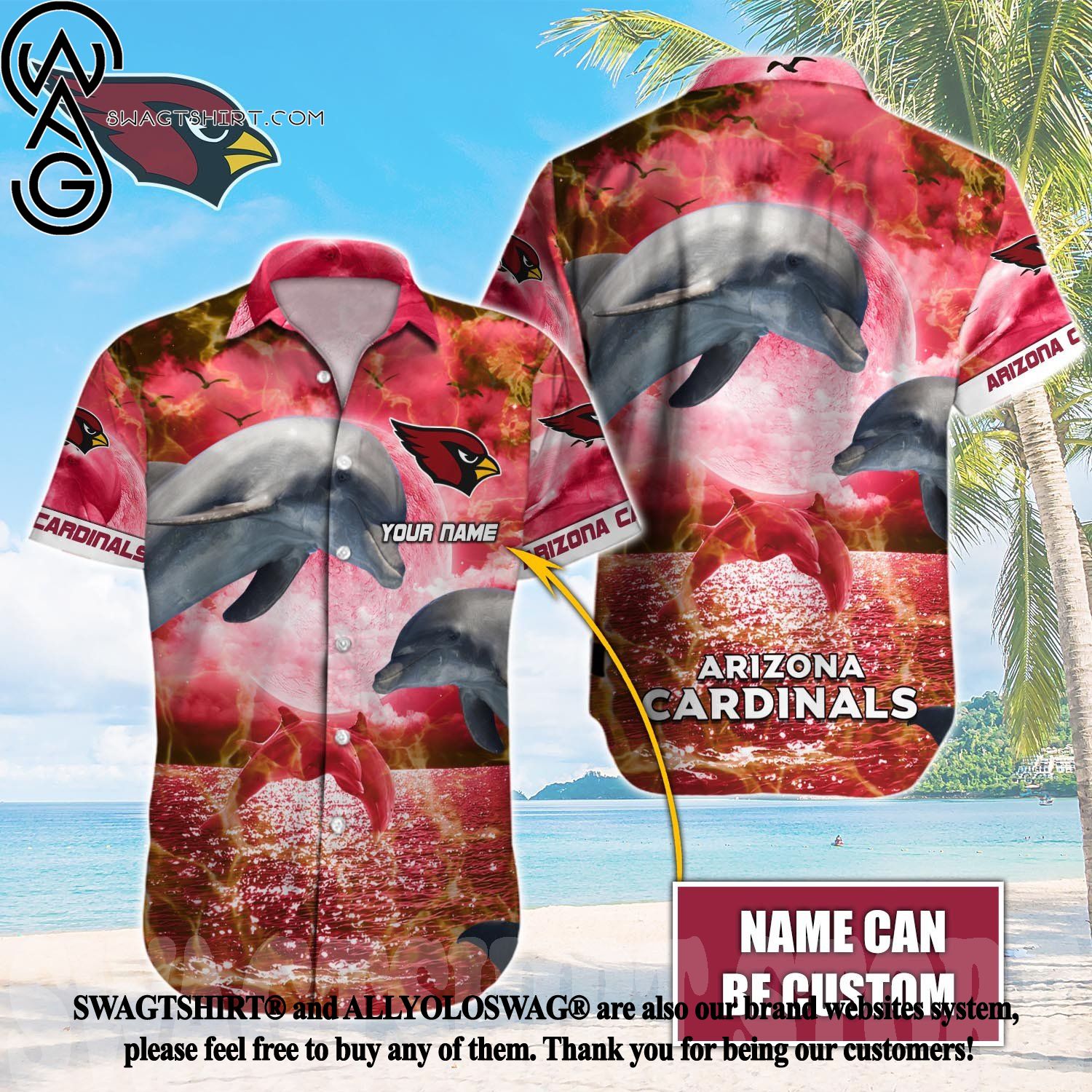 Arizona Cardinals Custom Name NFL Hawaiian Shirt And Shorts Gift