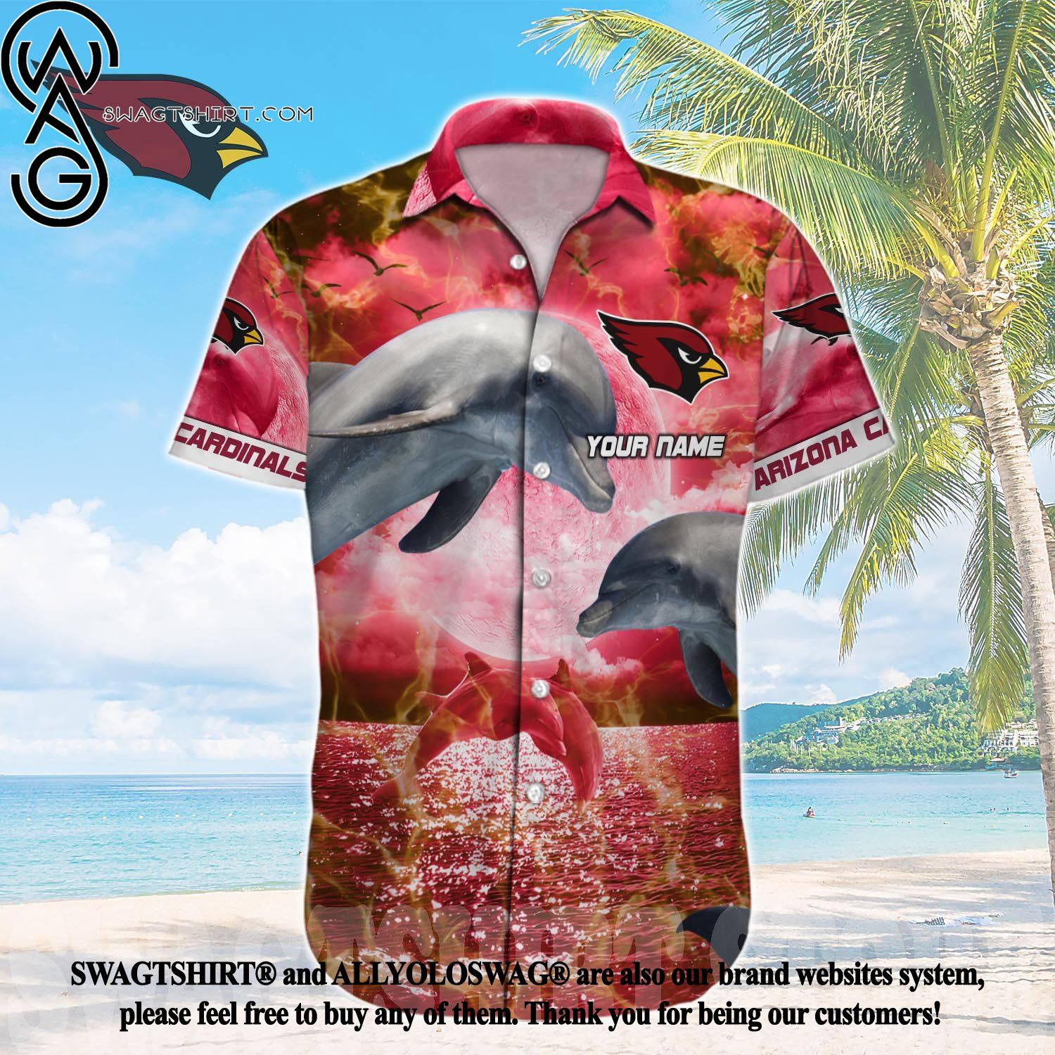 Arizona Cardinals Custom Name NFL Hawaiian Shirt And Shorts Gift