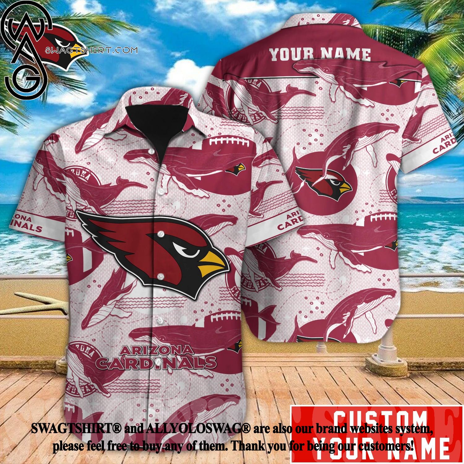 Arizona Cardinals Hawaiian Shirt NFL Football Print Custom Name