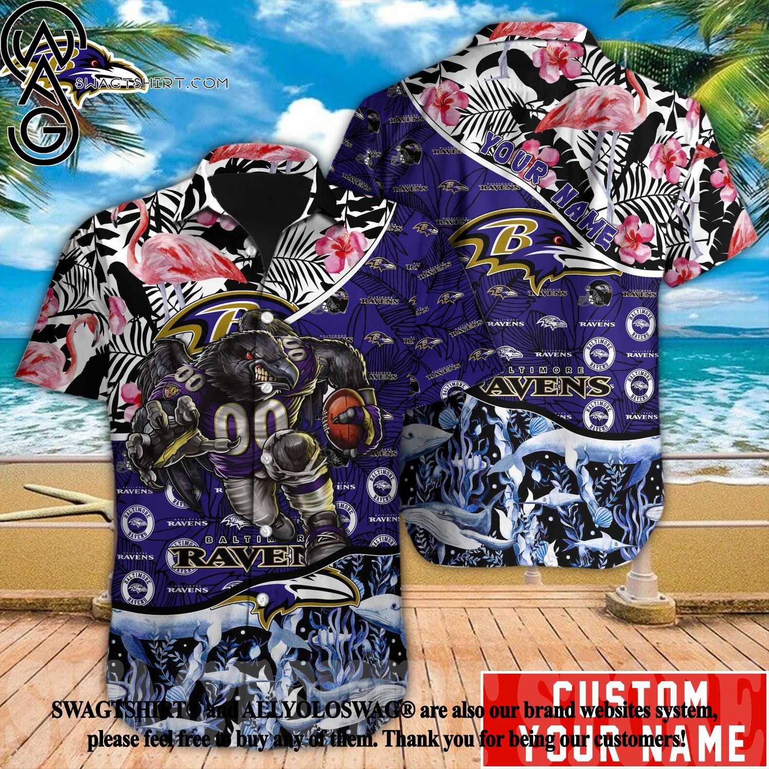 Baltimore Ravens Design 3 Beach Hawaiian Shirt Men And Women For Fans Gift  - Freedomdesign